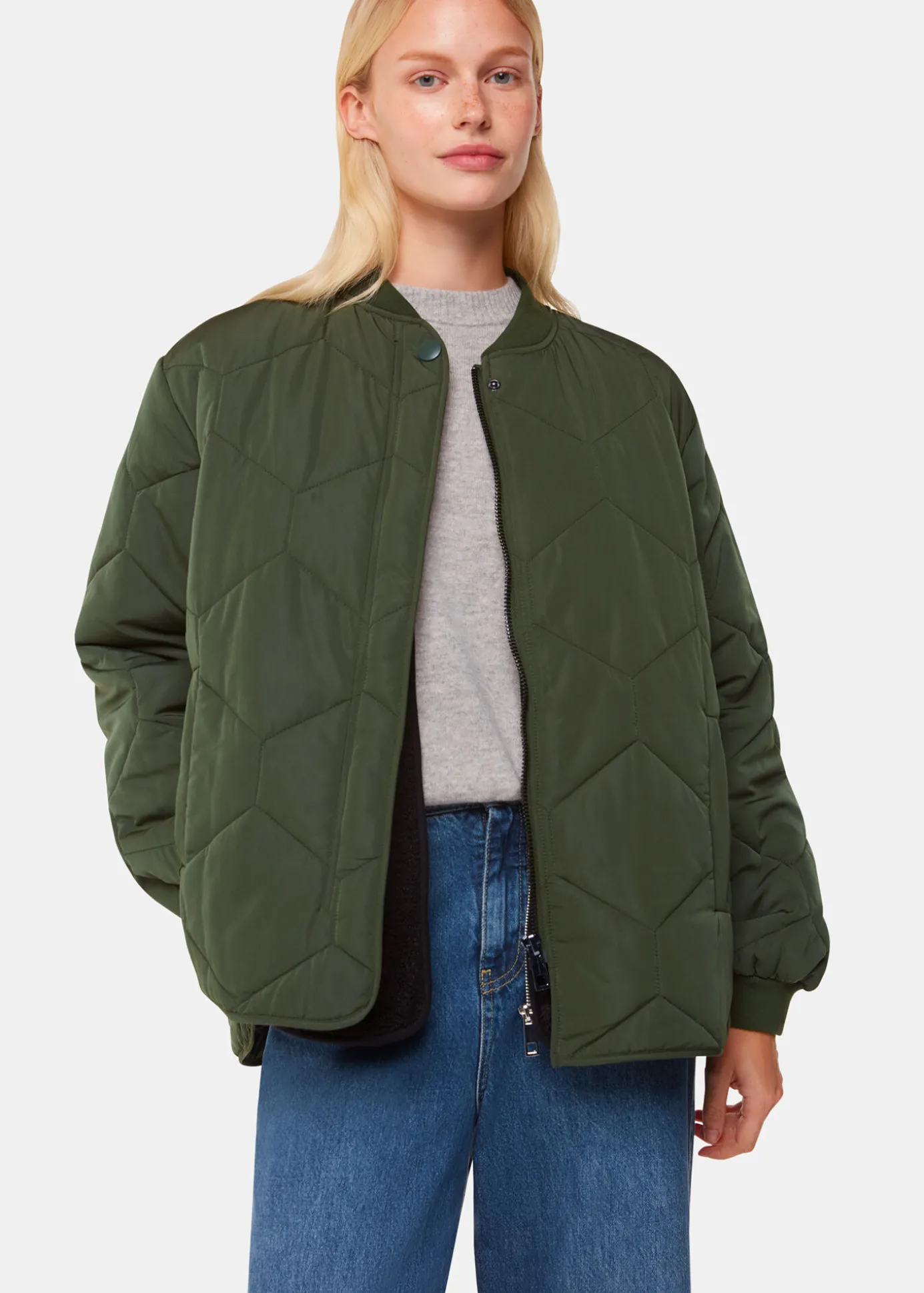 Khaki Ida Short Quilted Coat