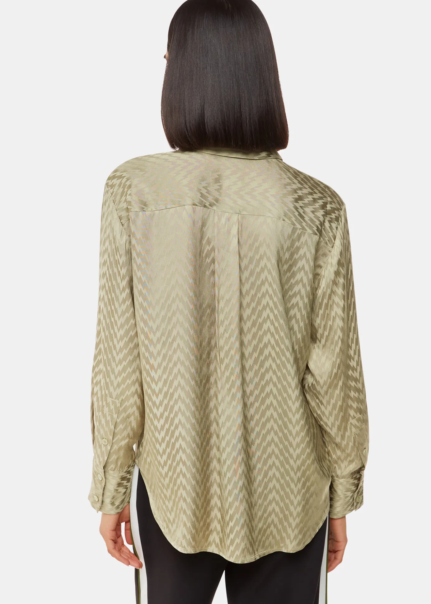 Khaki Jacquard Zig Zag Print Shirt