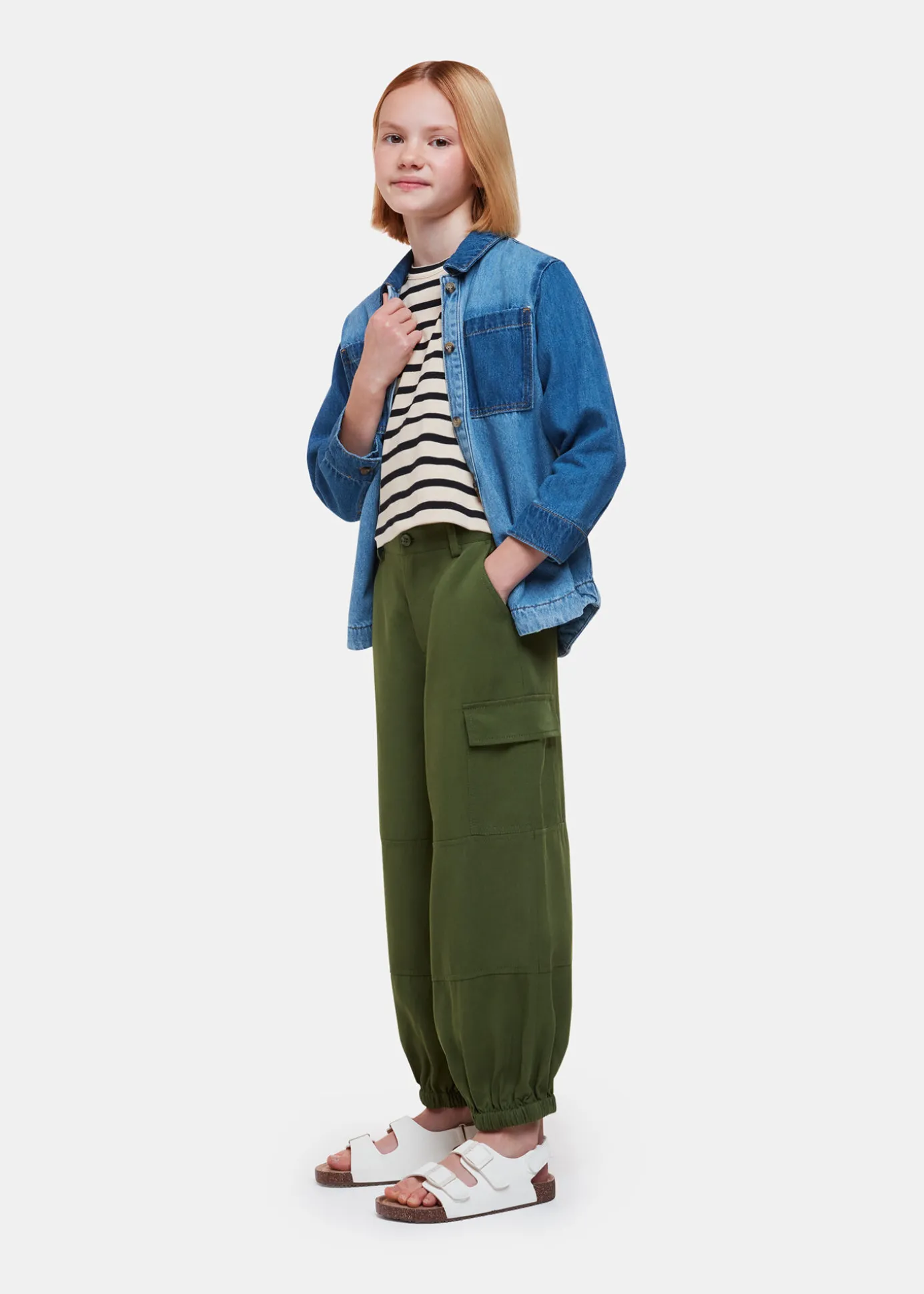 Khaki Little Grace Cargo Trouser