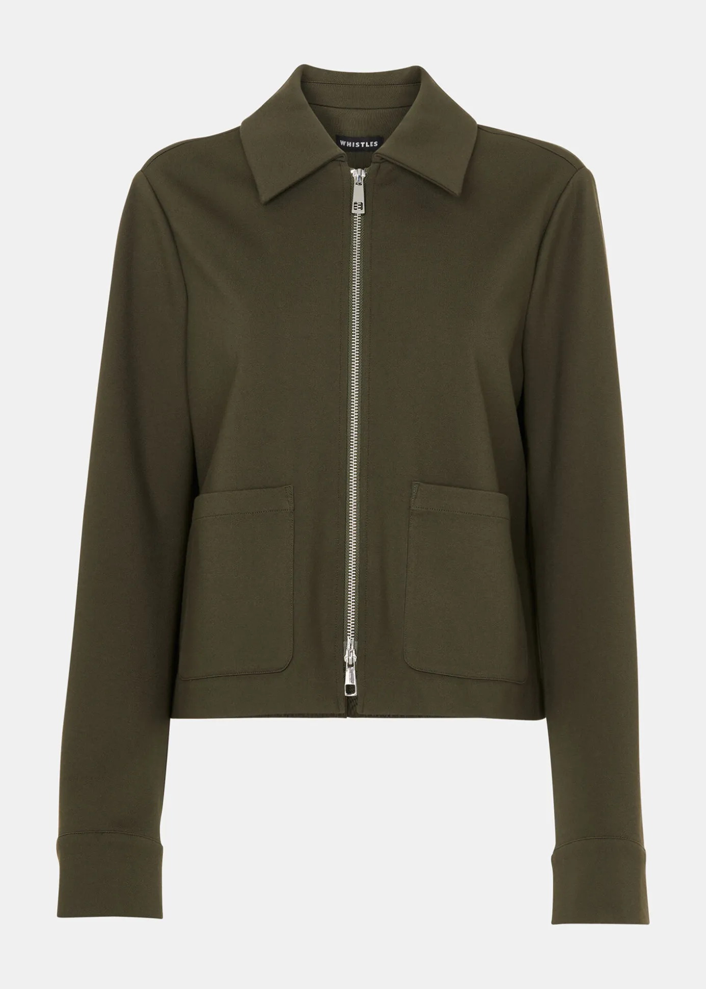 Khaki Marla Ponte Zip Through Jacket