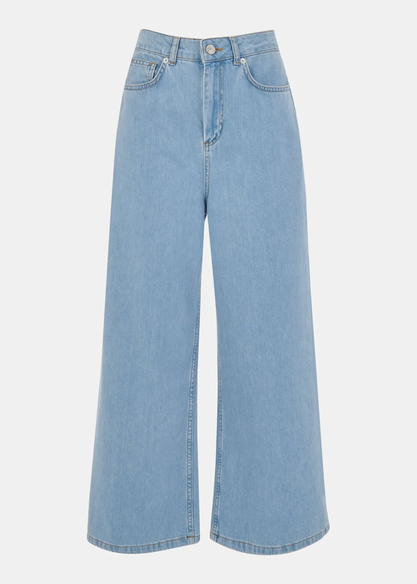 Light Wash Wide Leg Cropped Jean