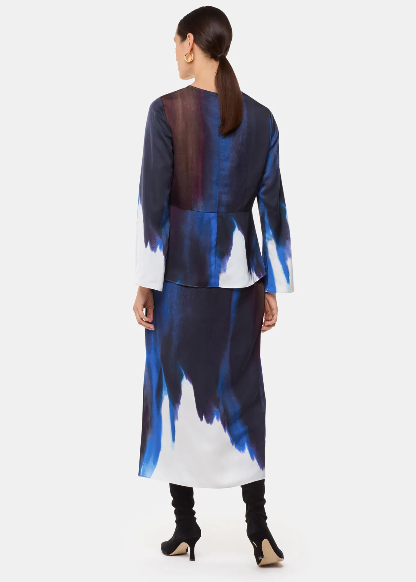 Multicolour Ice Dye Print Midi Skirt