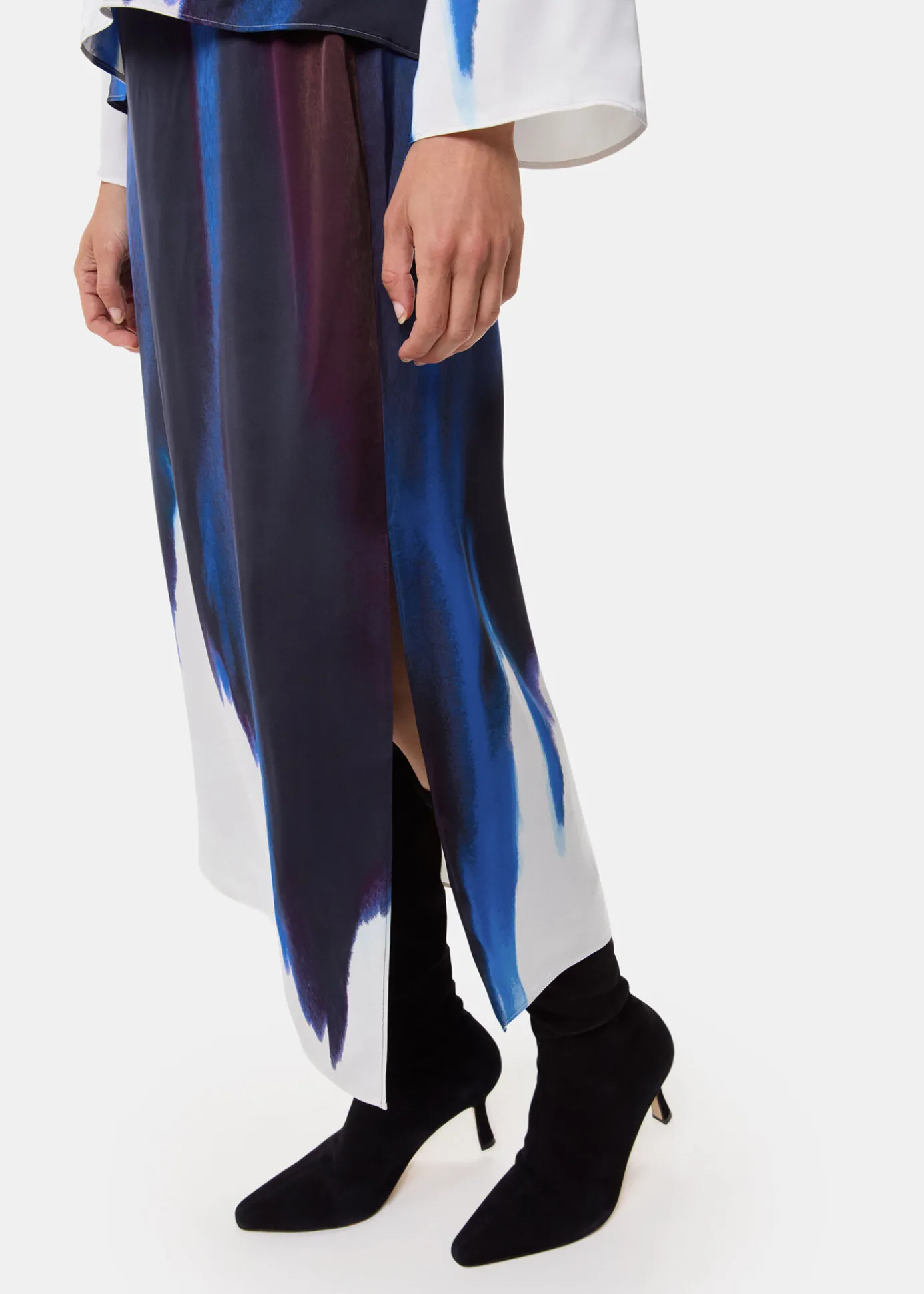 Multicolour Ice Dye Print Midi Skirt