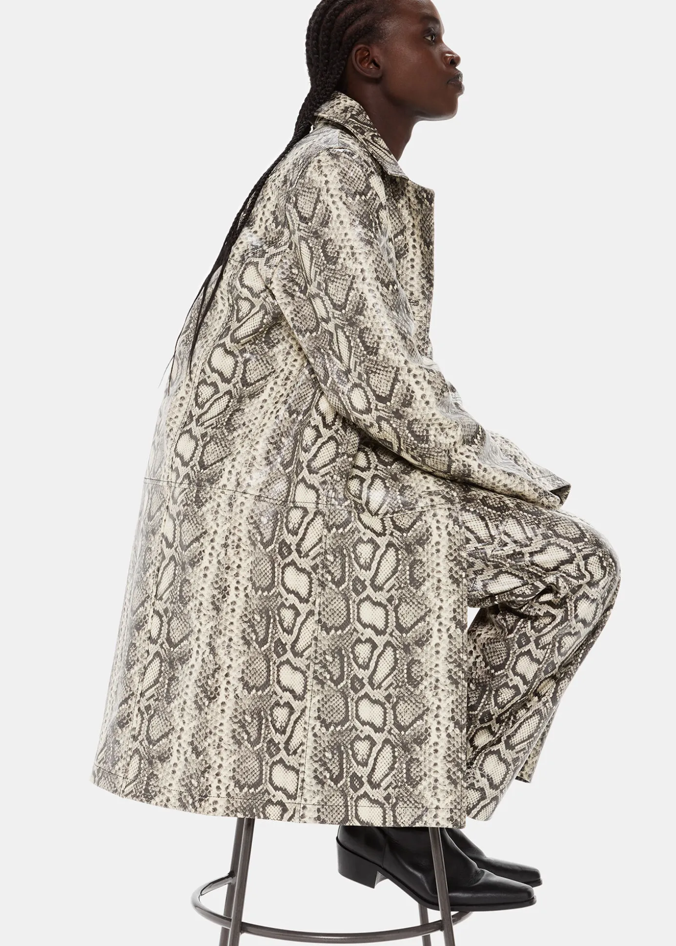 Multicolour Iyana Snake Print Leather Coat