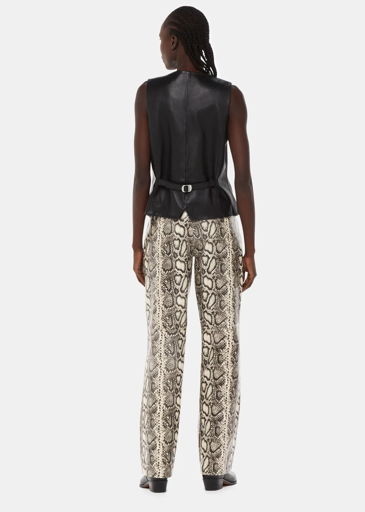 Multicolour Snake Print Leather Trousers