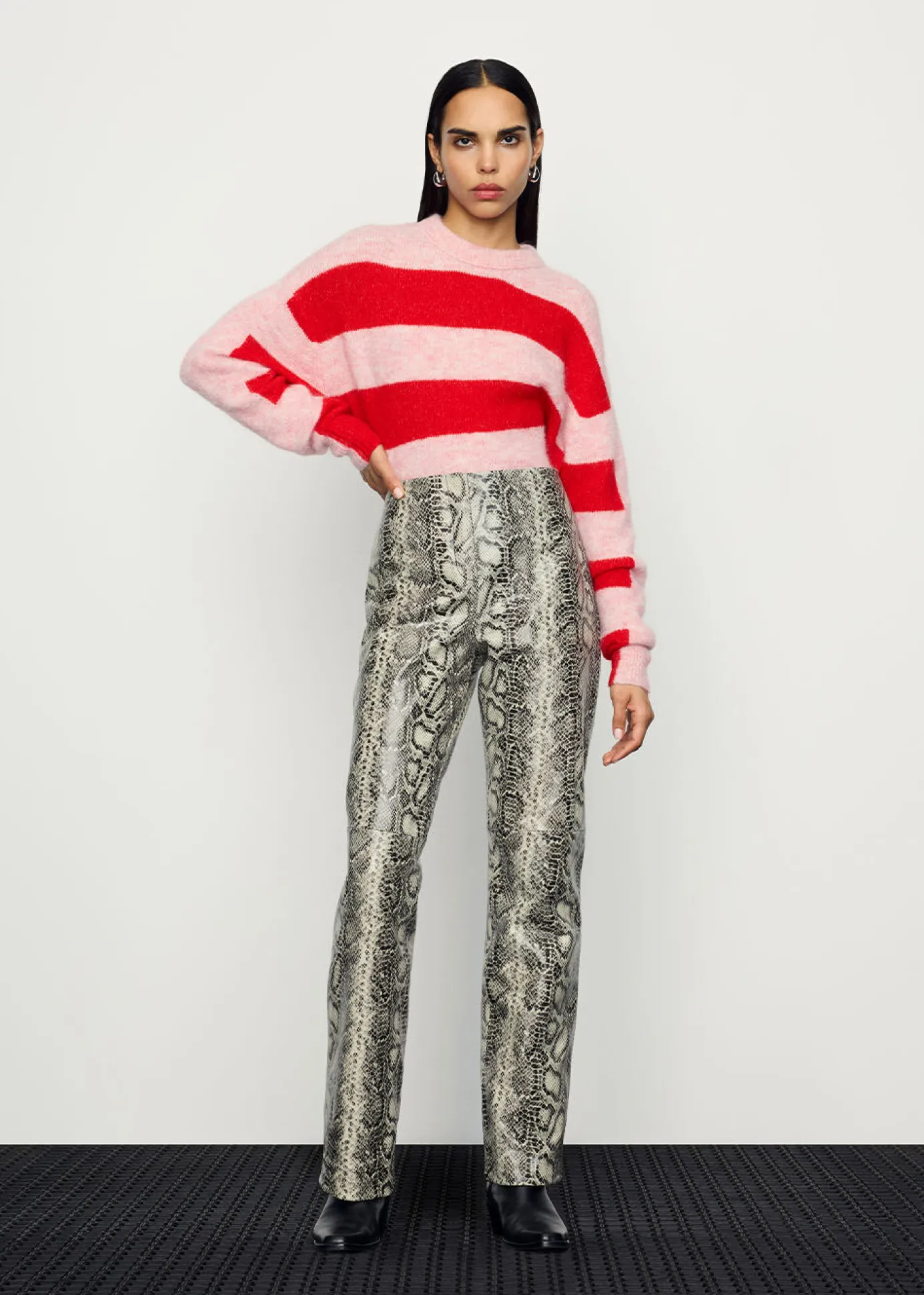 Multicolour Snake Print Leather Trousers