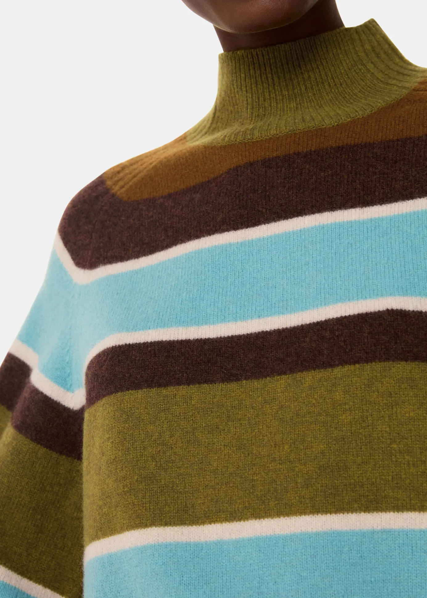 Multicolour Wool Stripe Funnel Neck Knit