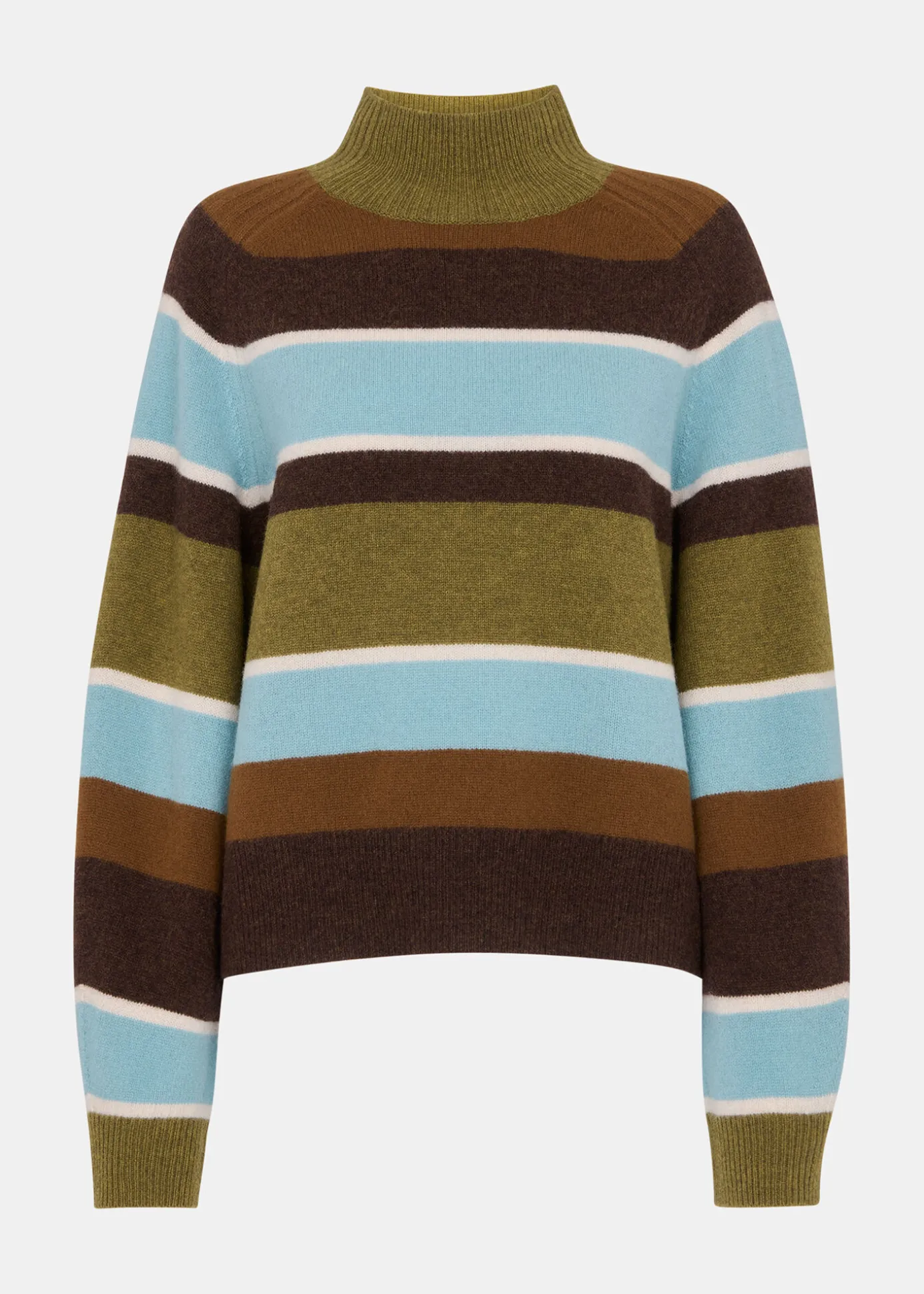Multicolour Wool Stripe Funnel Neck Knit
