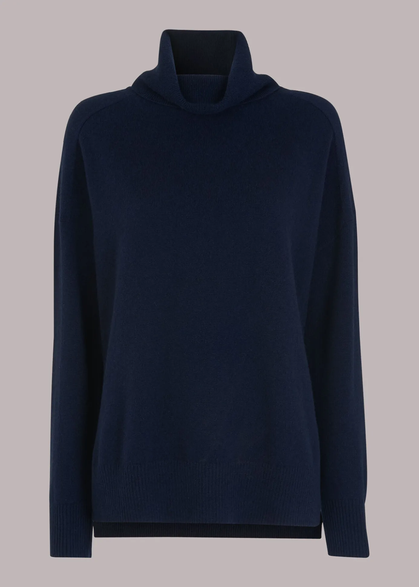 Navy Cashmere Roll Neck Jumper