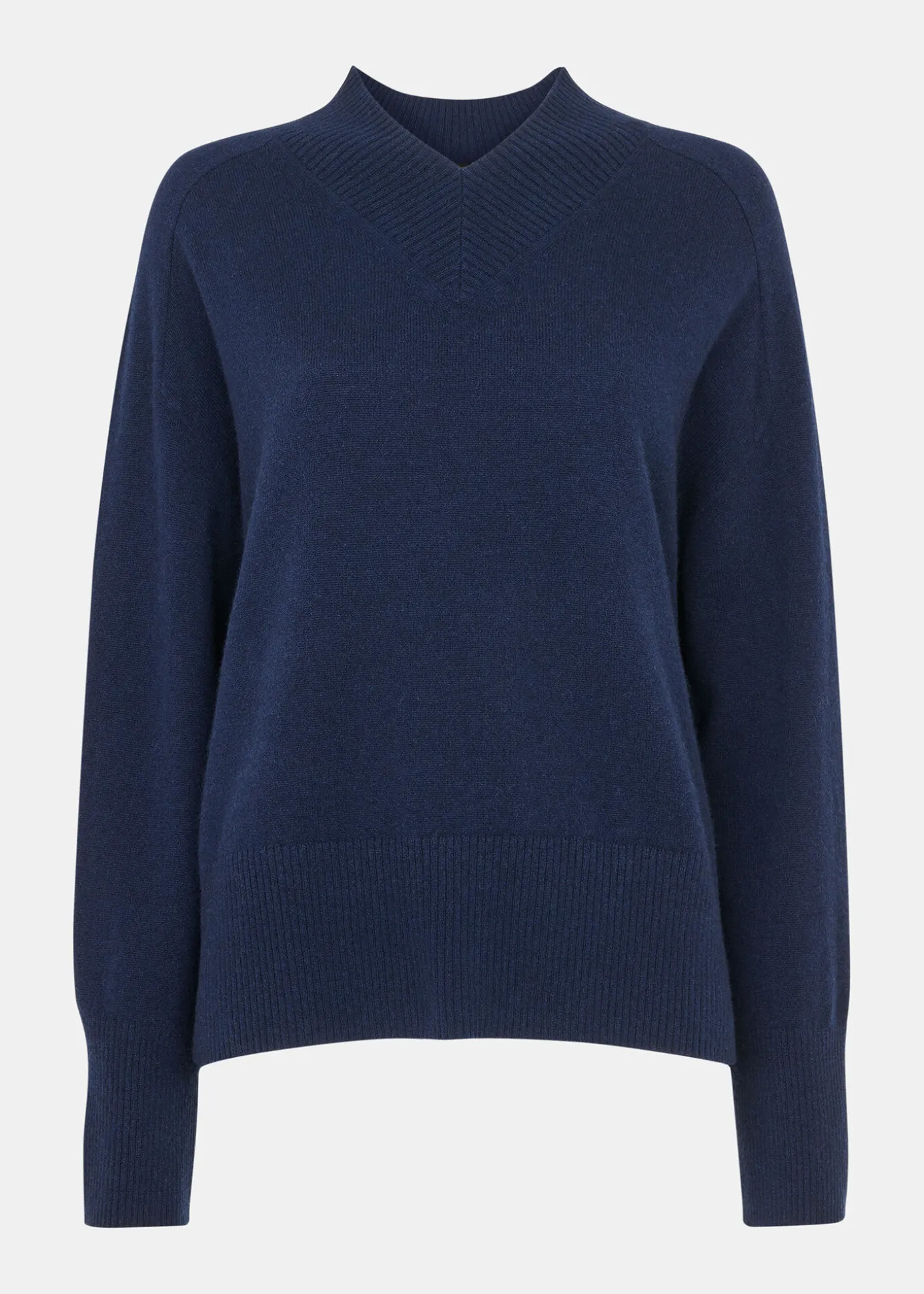 Navy Cashmere V Neck Knit