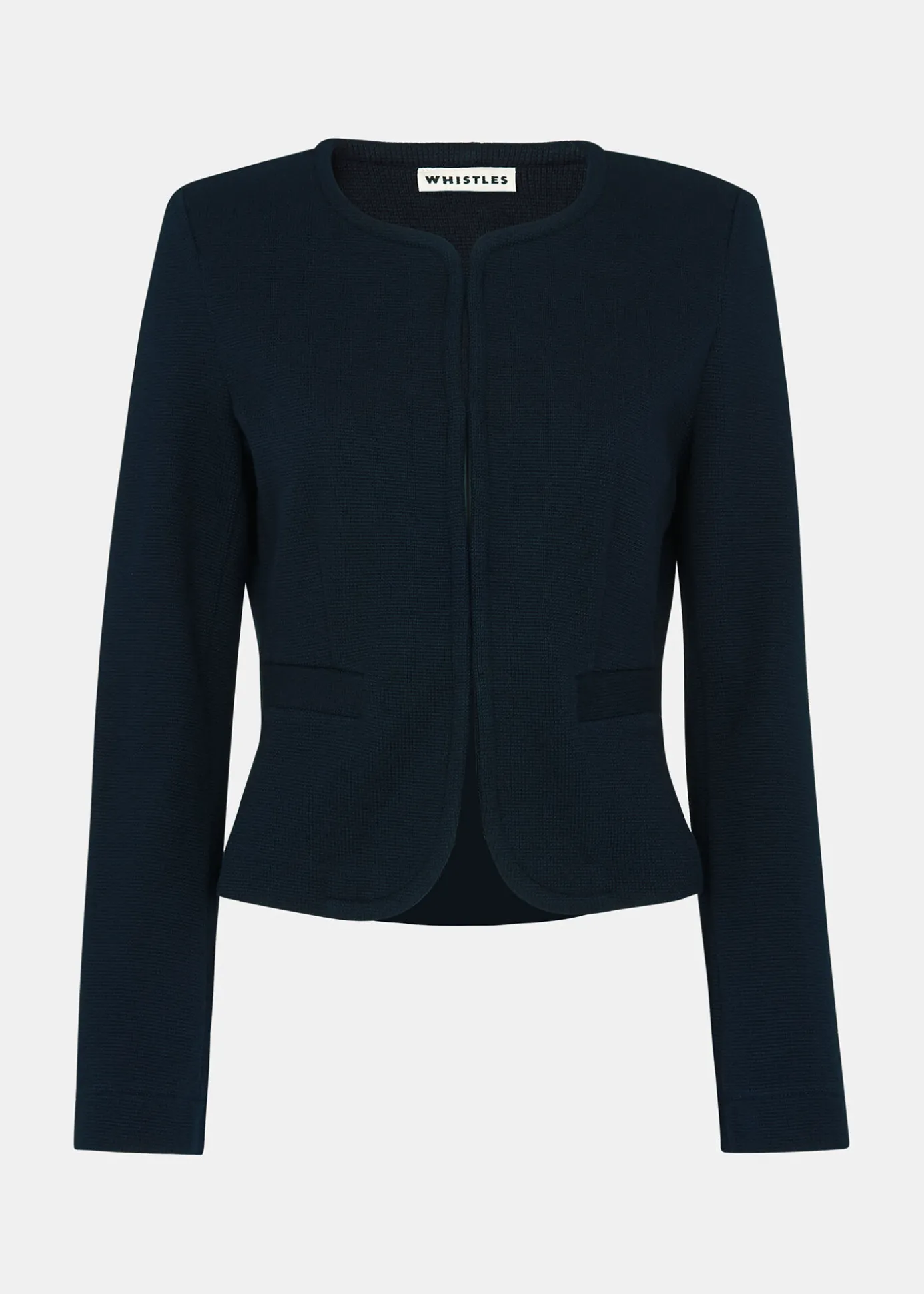 Navy Collarless Jersey Jacket
