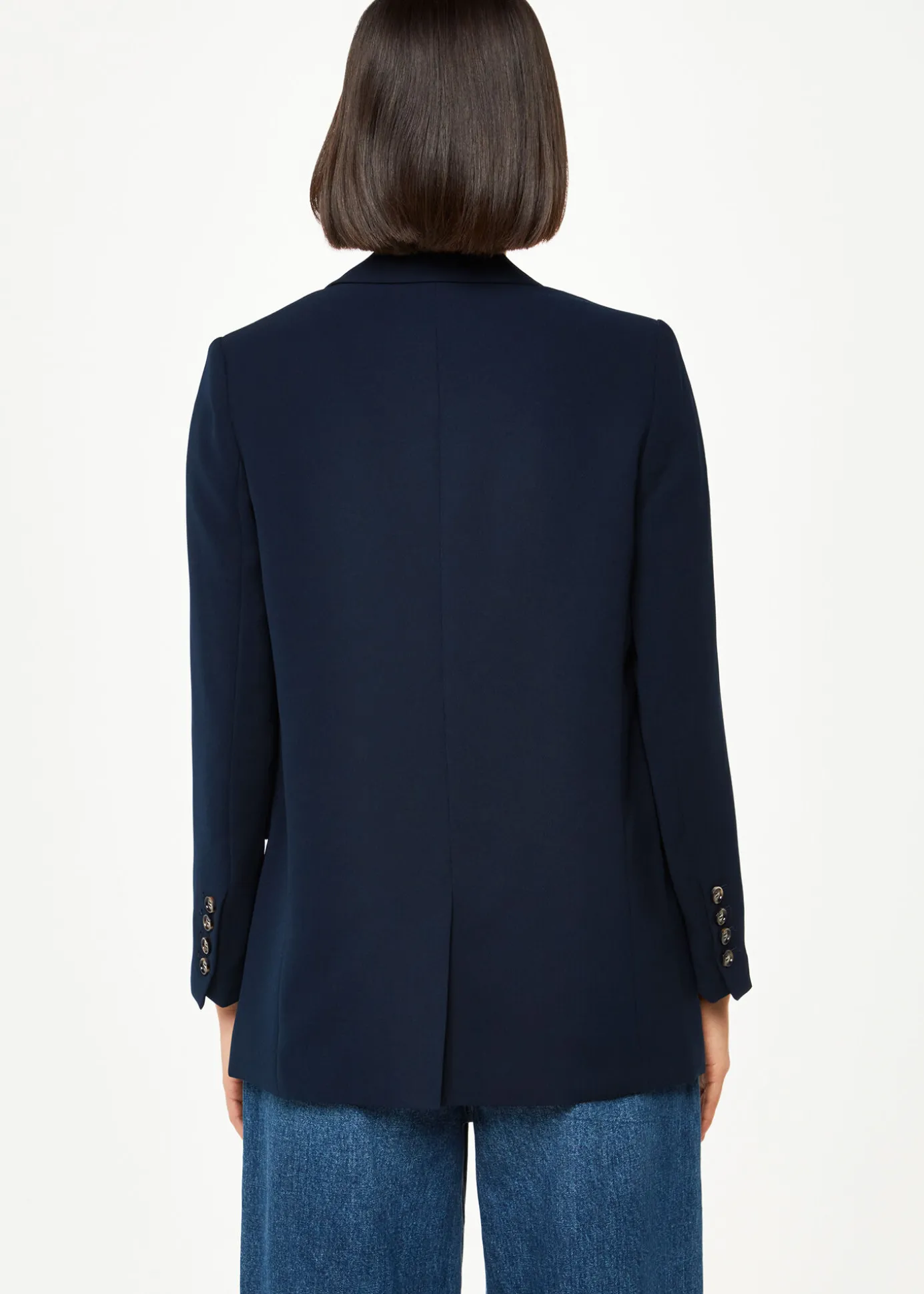 Navy Crepe Boyfriend Blazer