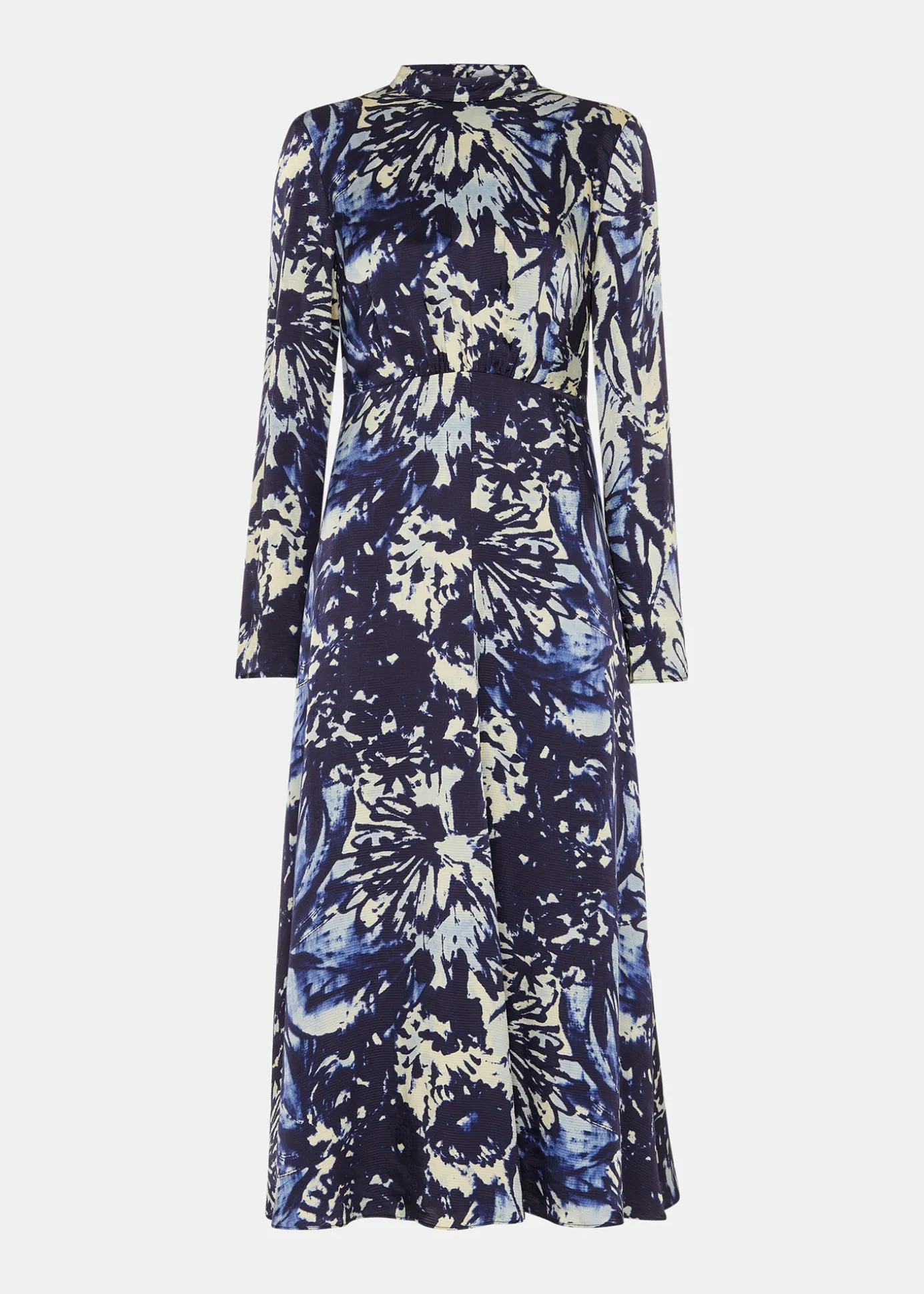 Navy Dazzled Floral Satin Dress