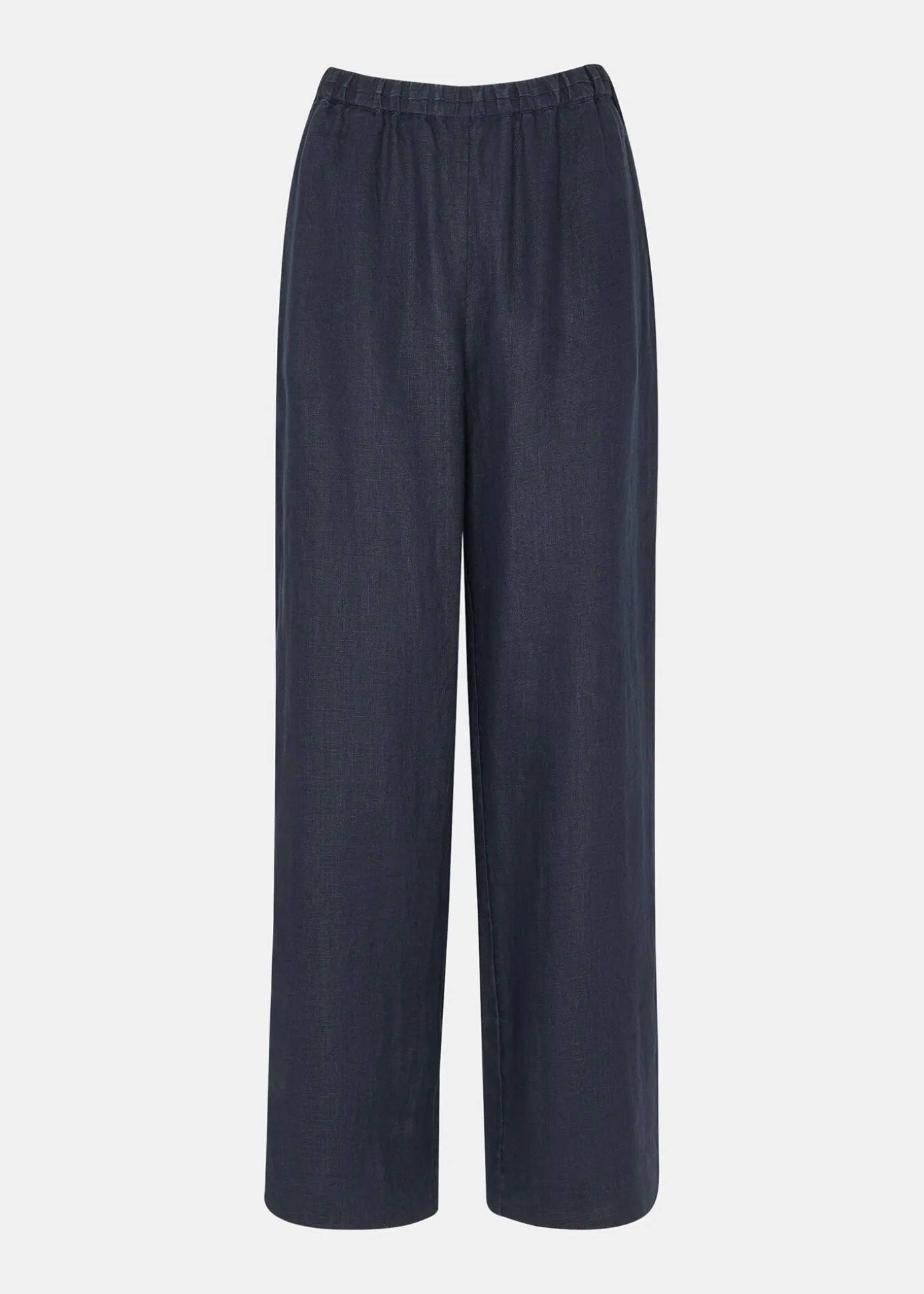 Navy Elasticated Linen Trouser