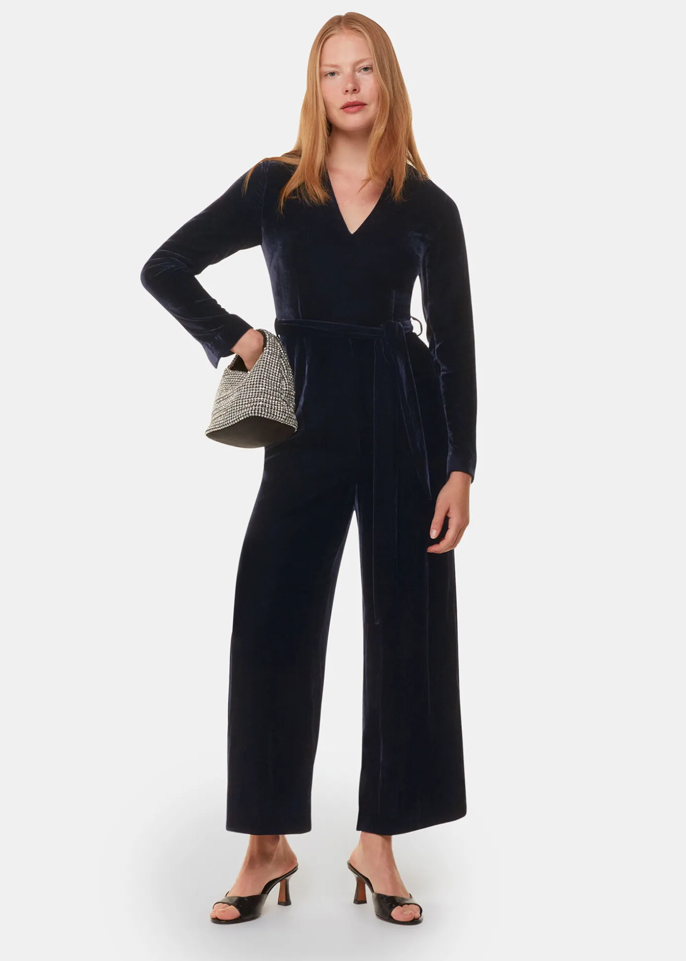 Navy Elora Velvet Jumpsuit