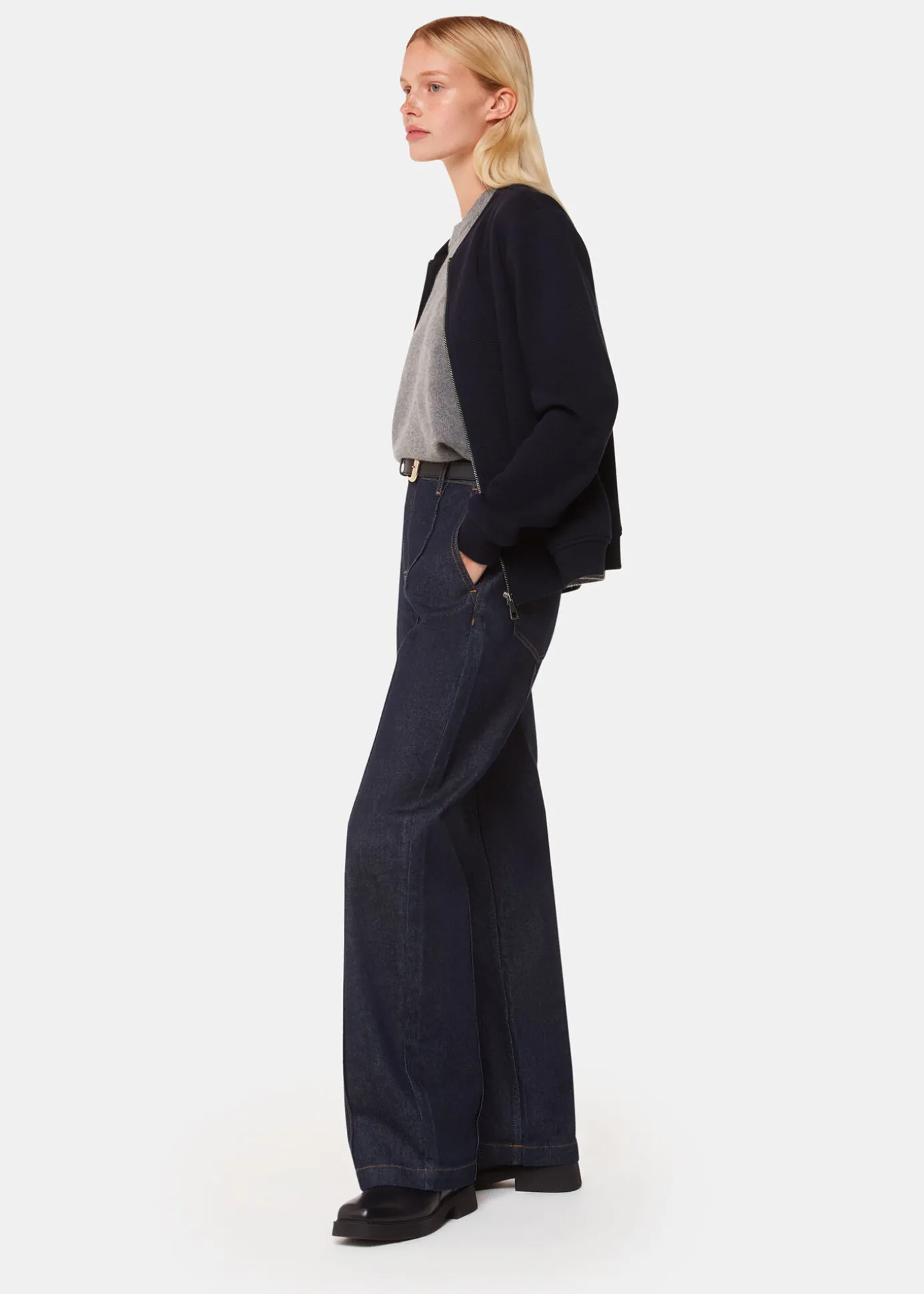 Navy Jersey Bomber Jacket