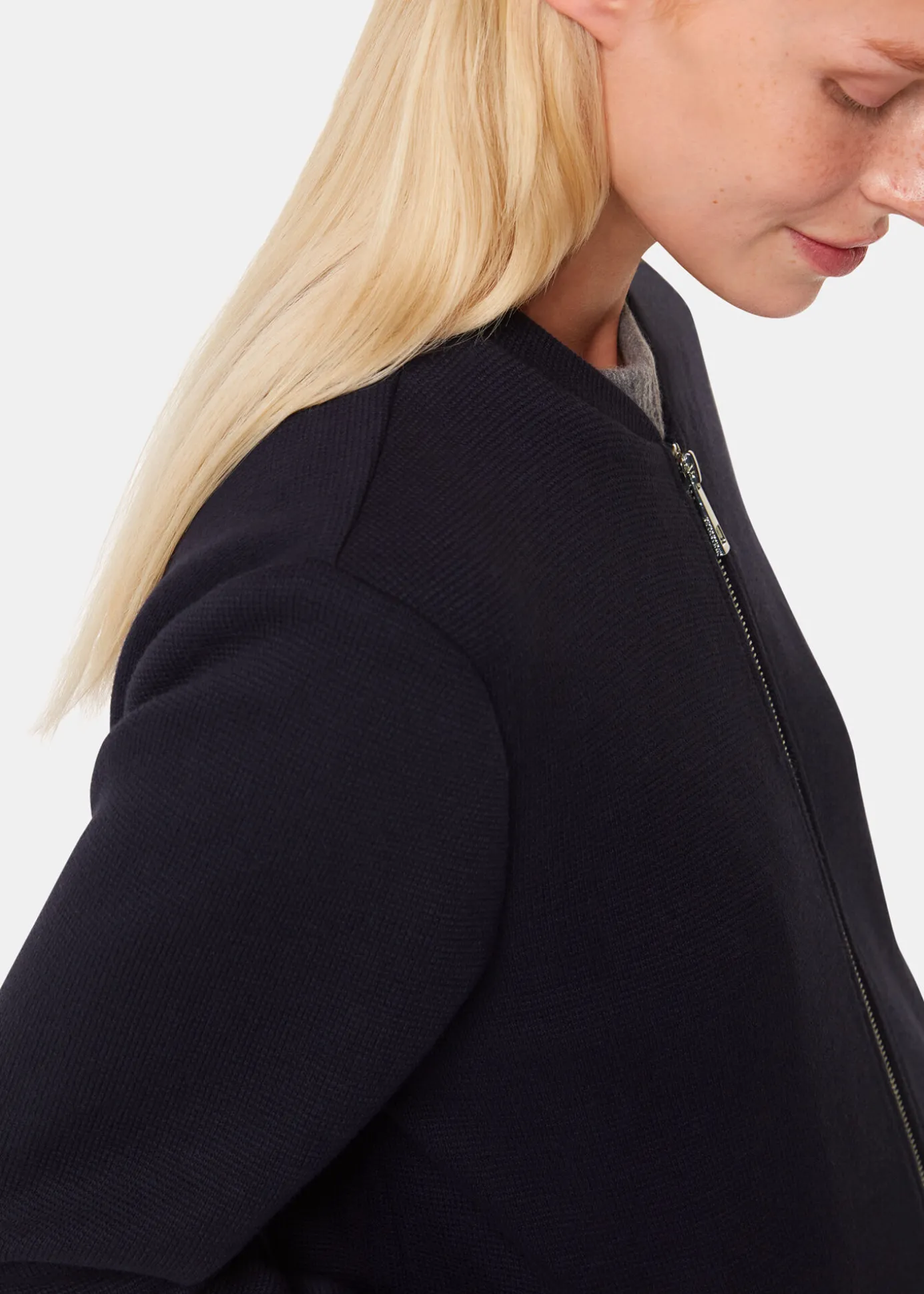 Navy Jersey Bomber Jacket