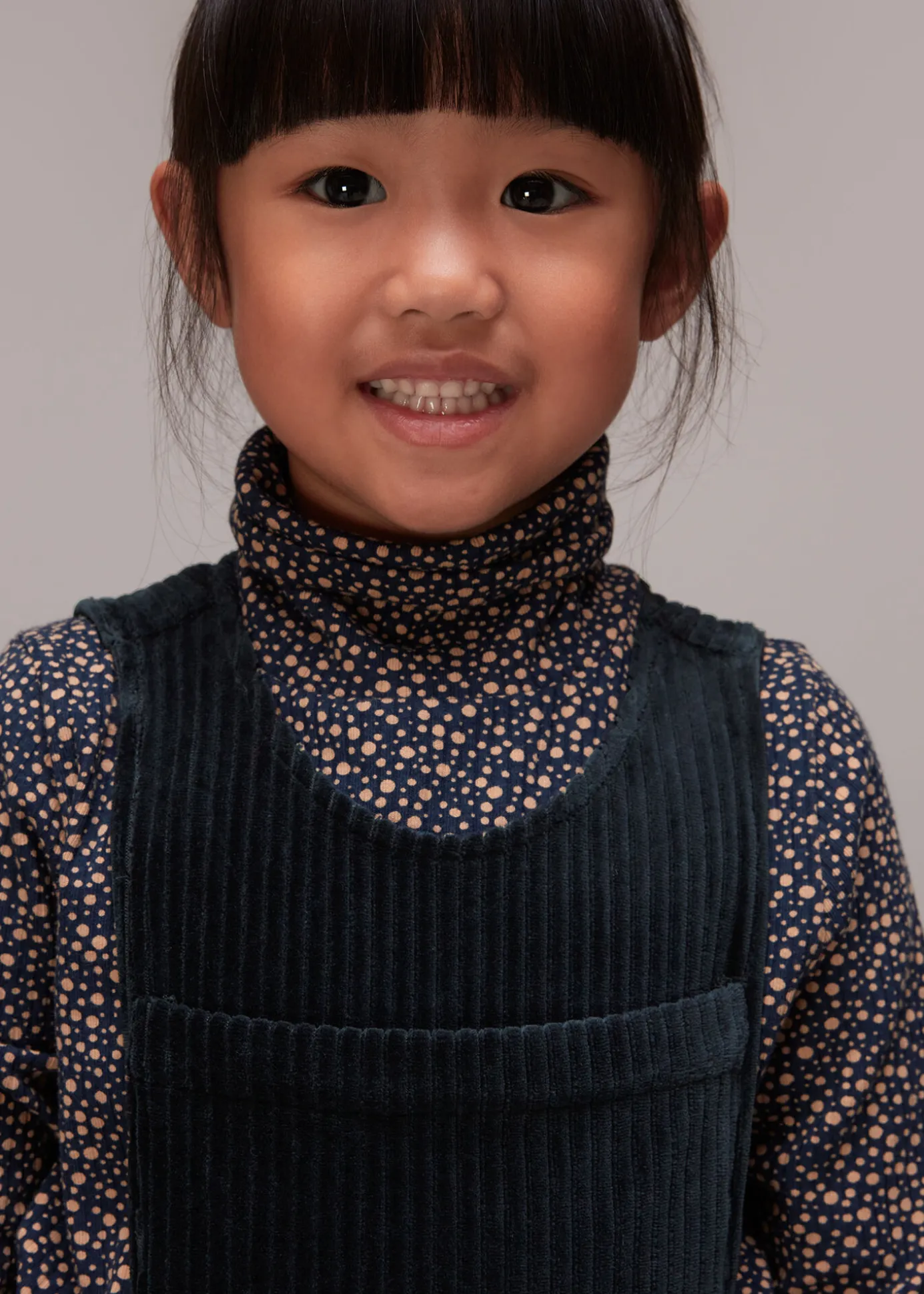 Navy Kitty Corduroy Dungaree