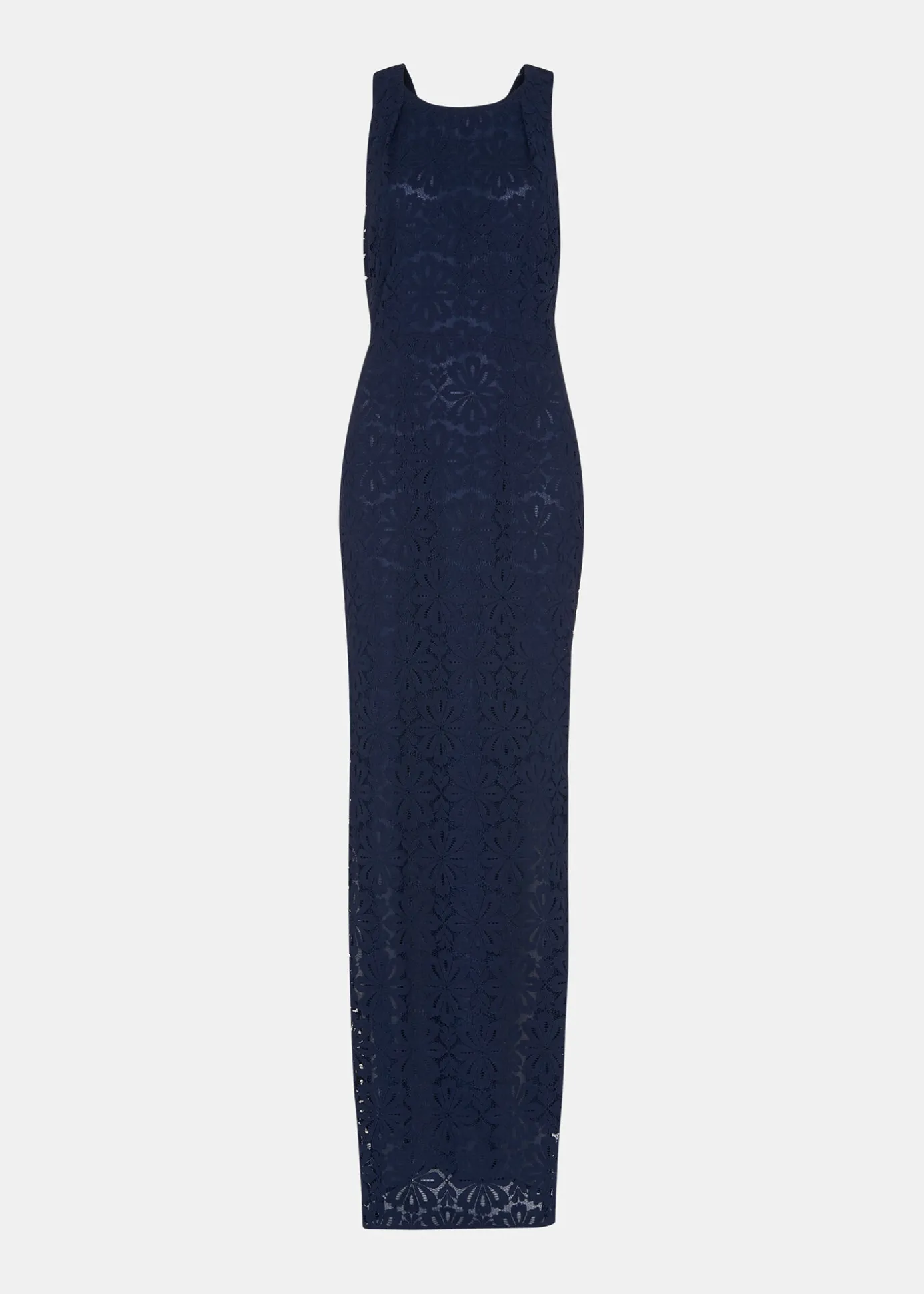 Navy Lace Tie Back Maxi Dress