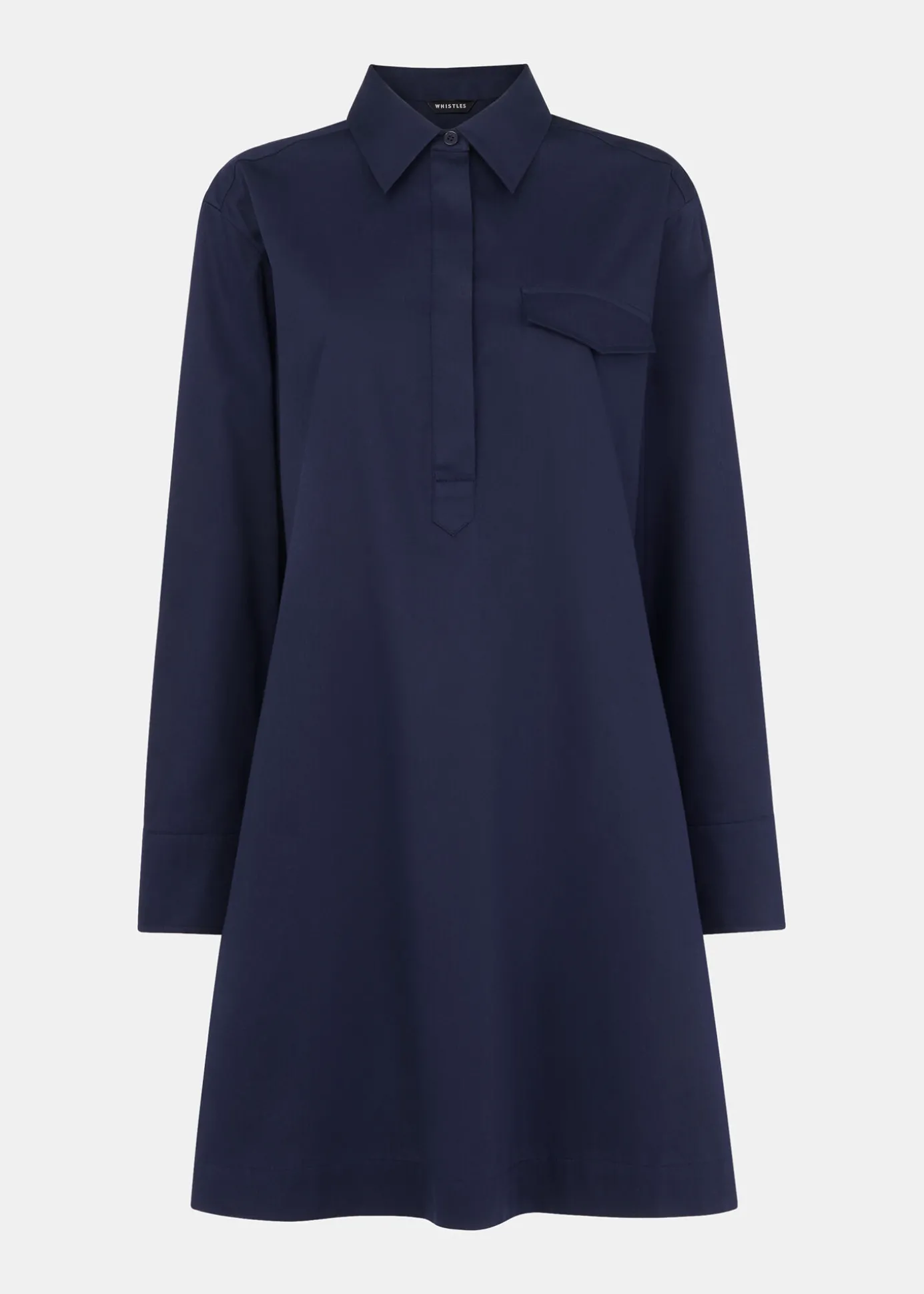 Navy Lara Cotton Shirt Dress