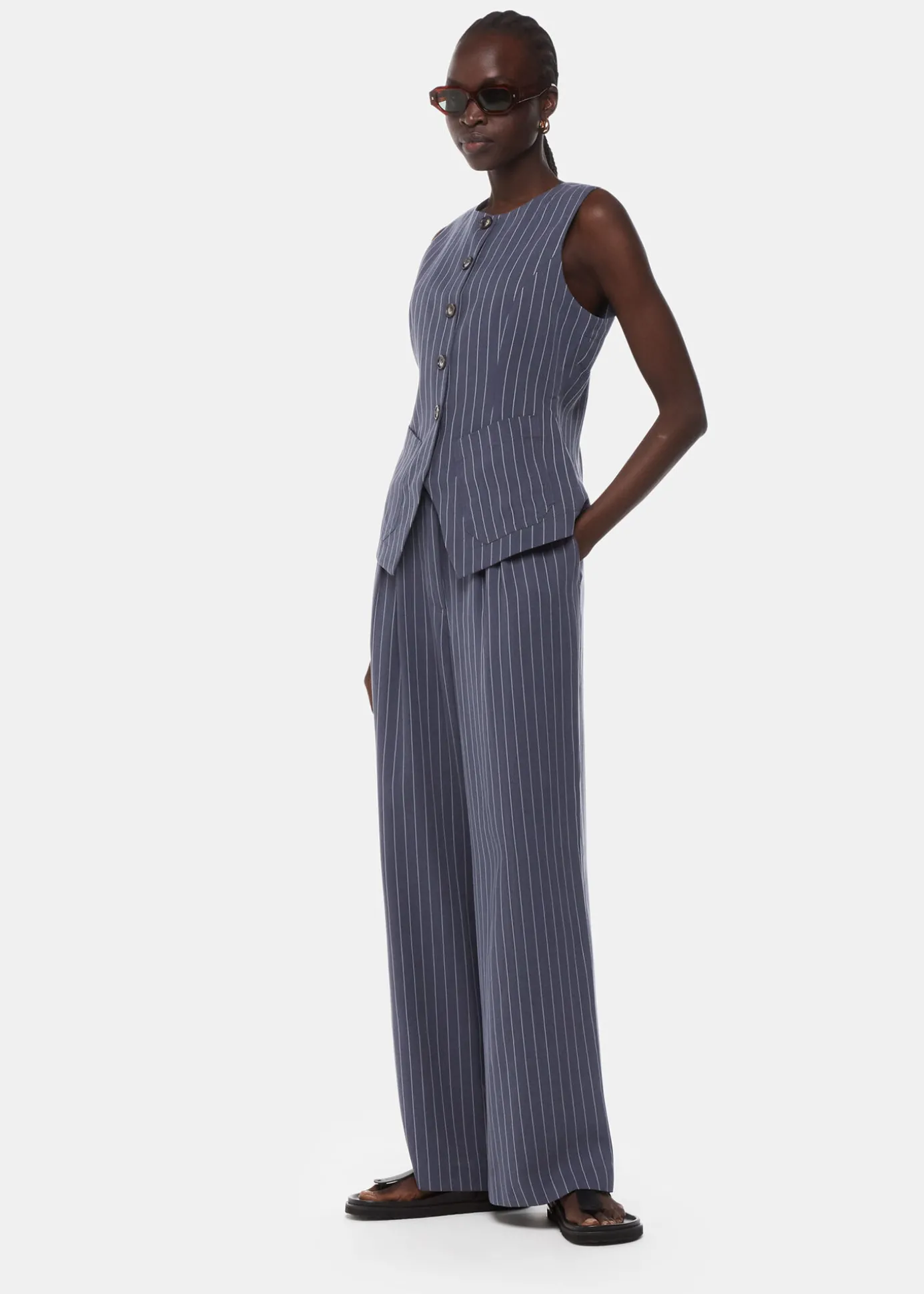 Navy Lottie Pinstripe Trouser