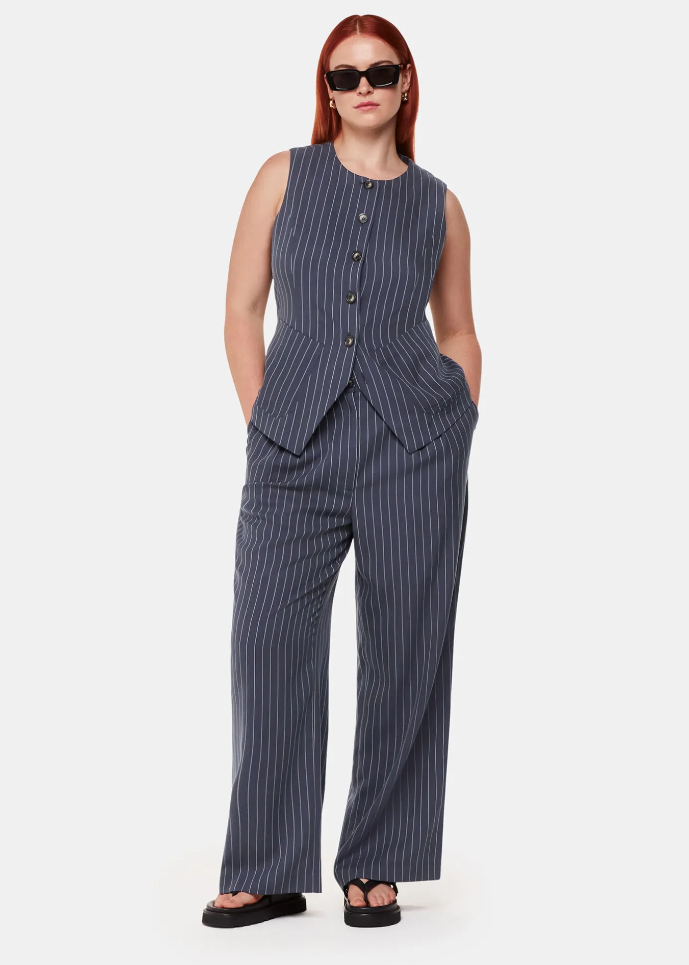 Navy Lottie Pinstripe Trouser
