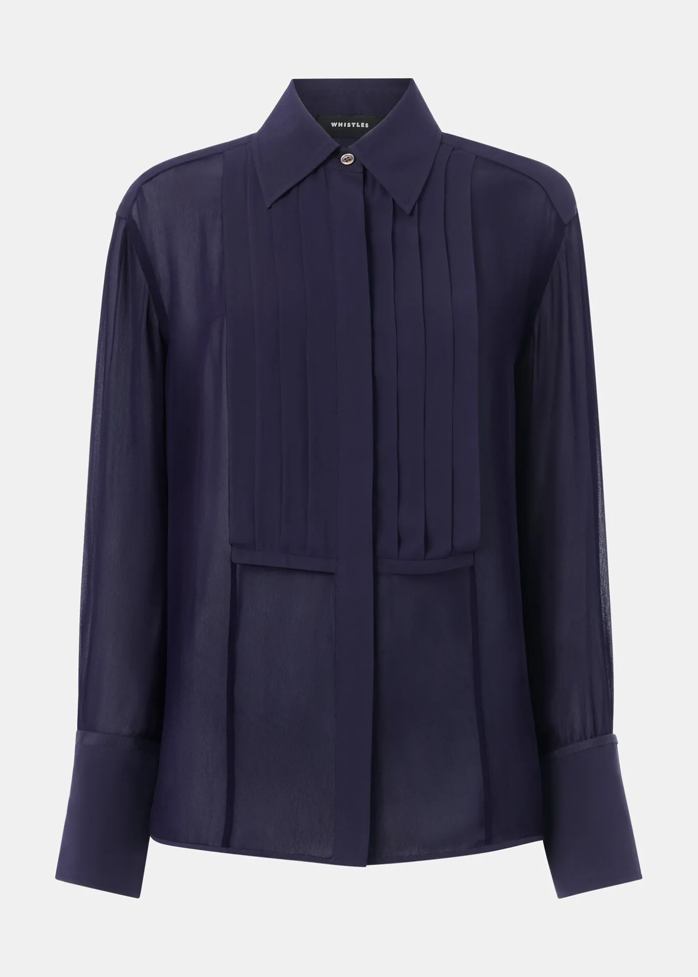 Navy Maya Pintuck Detail Blouse