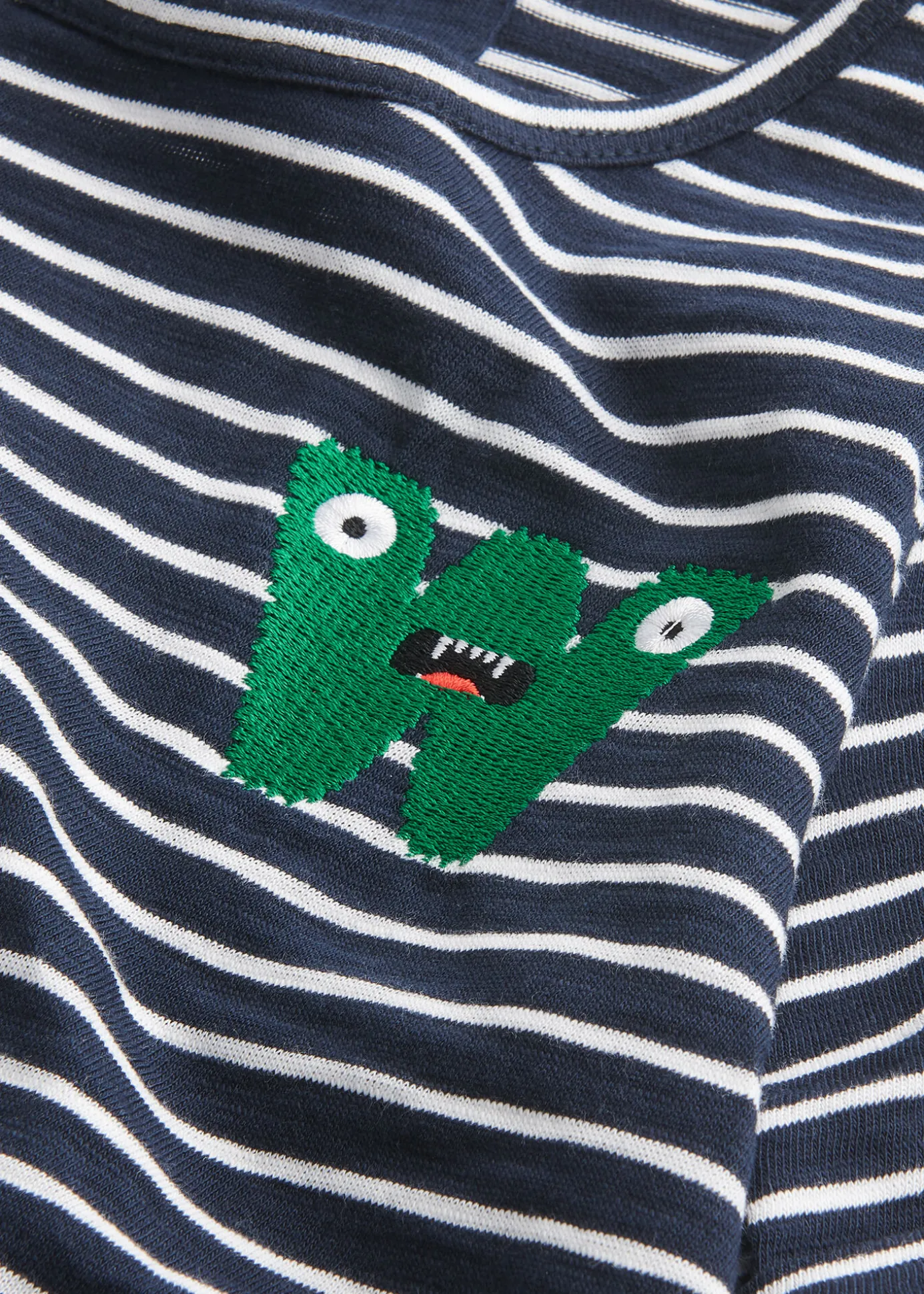 Navy Monster Embroidered T Shirt