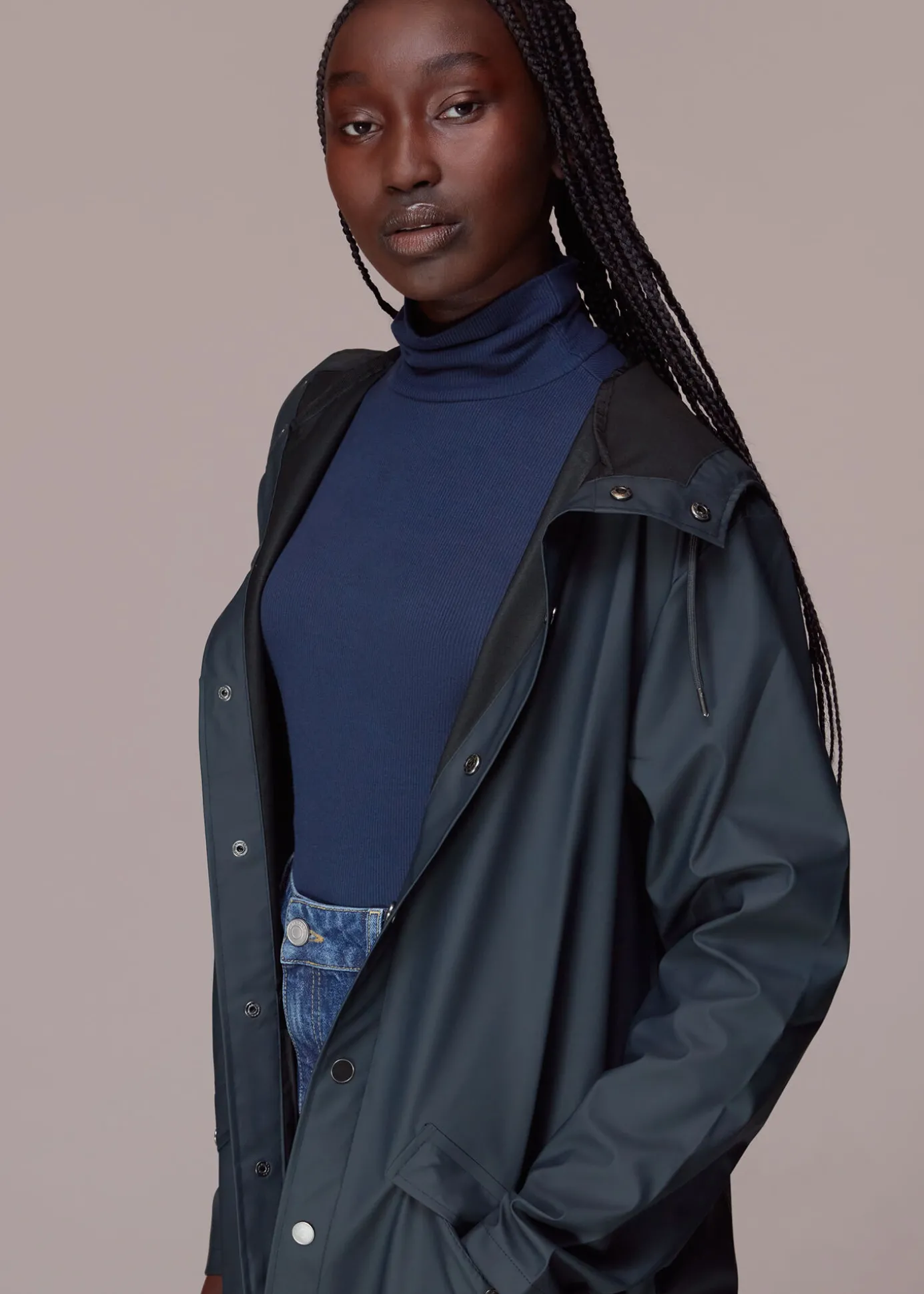 Navy Rains Long Jacket