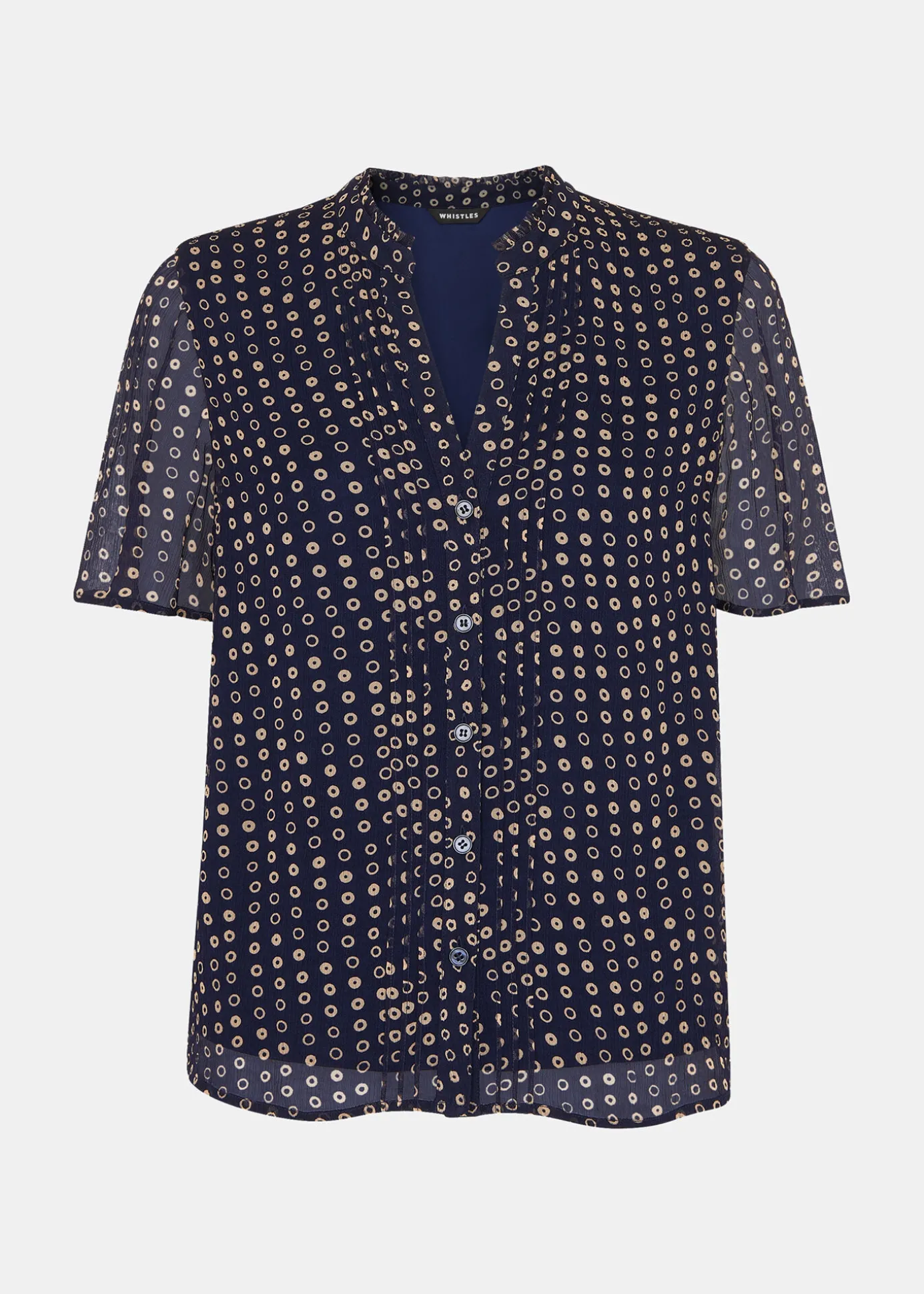 Navy Spotted Hoop Frill Blouse
