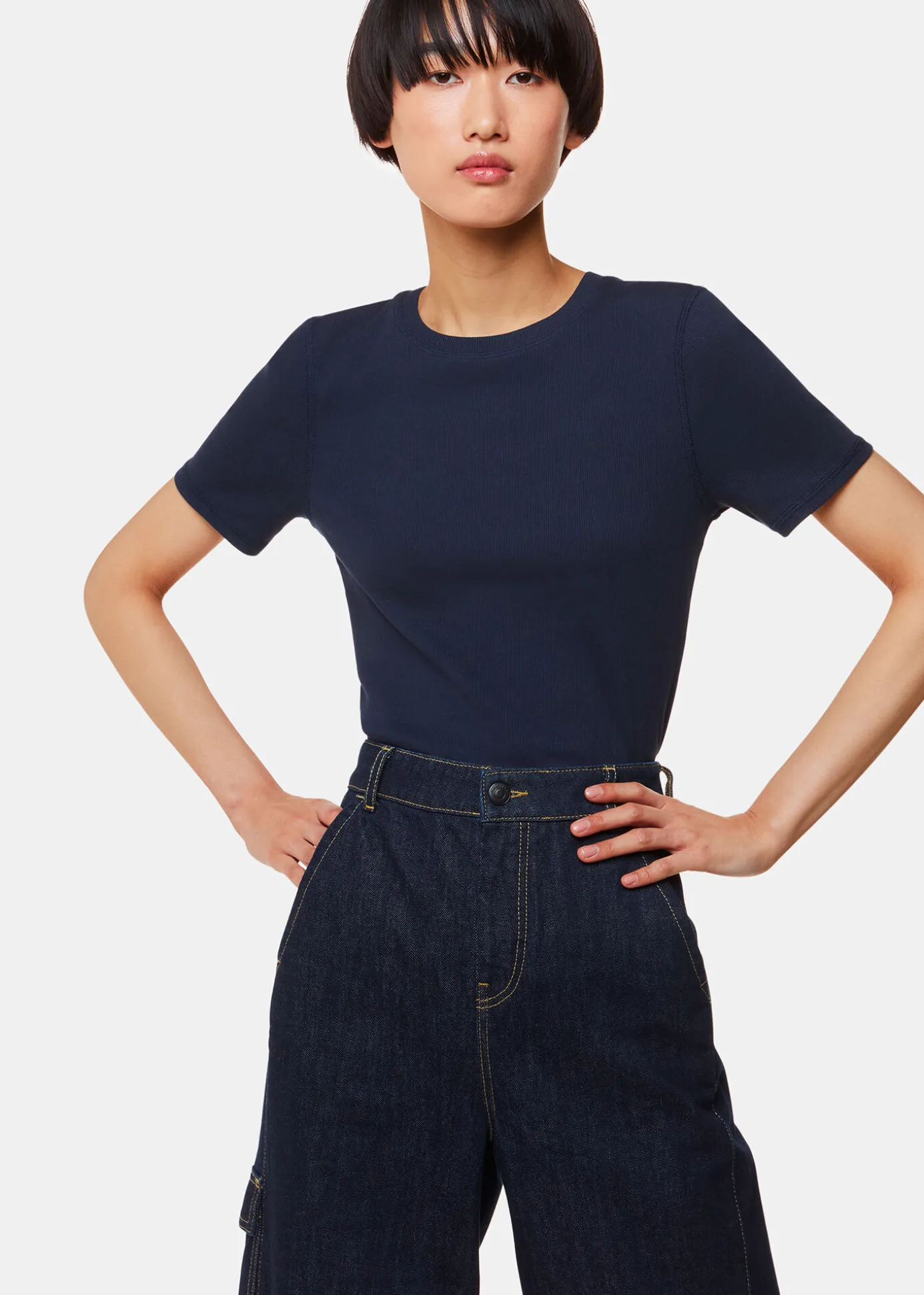 Navy Ultimate Rib Crew Neck T-Shirt