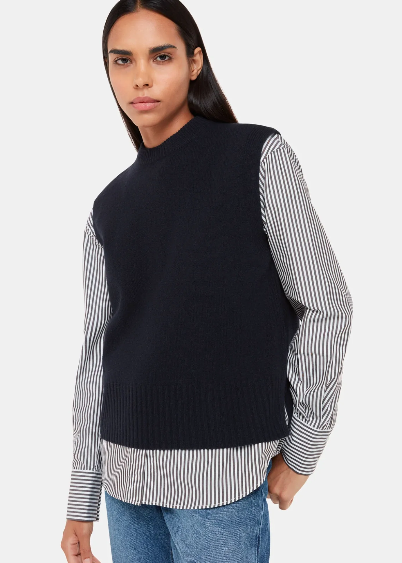 Navy Wool Sleeveless Tank