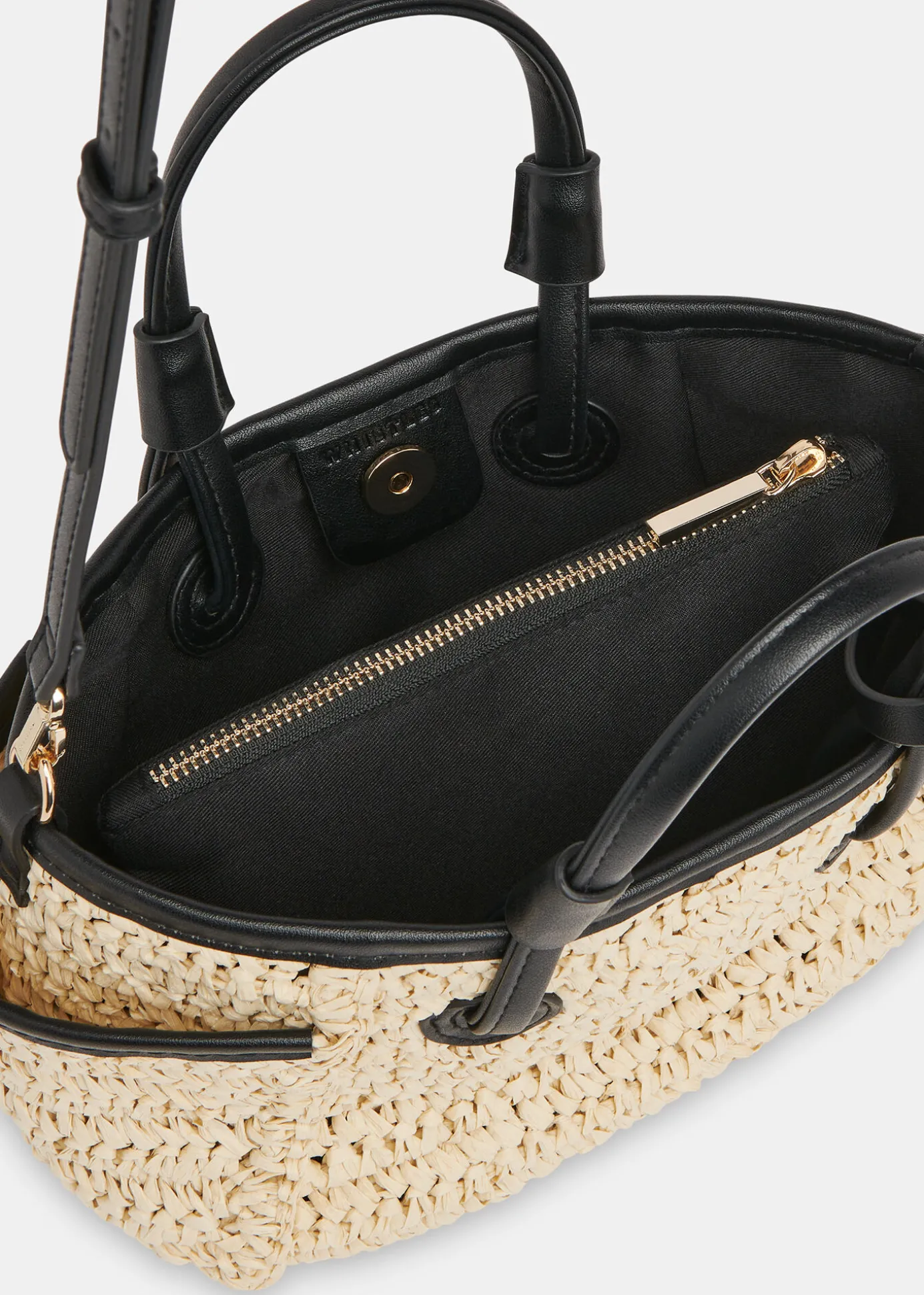 Neutral Aylin Mini Straw Tote Bag