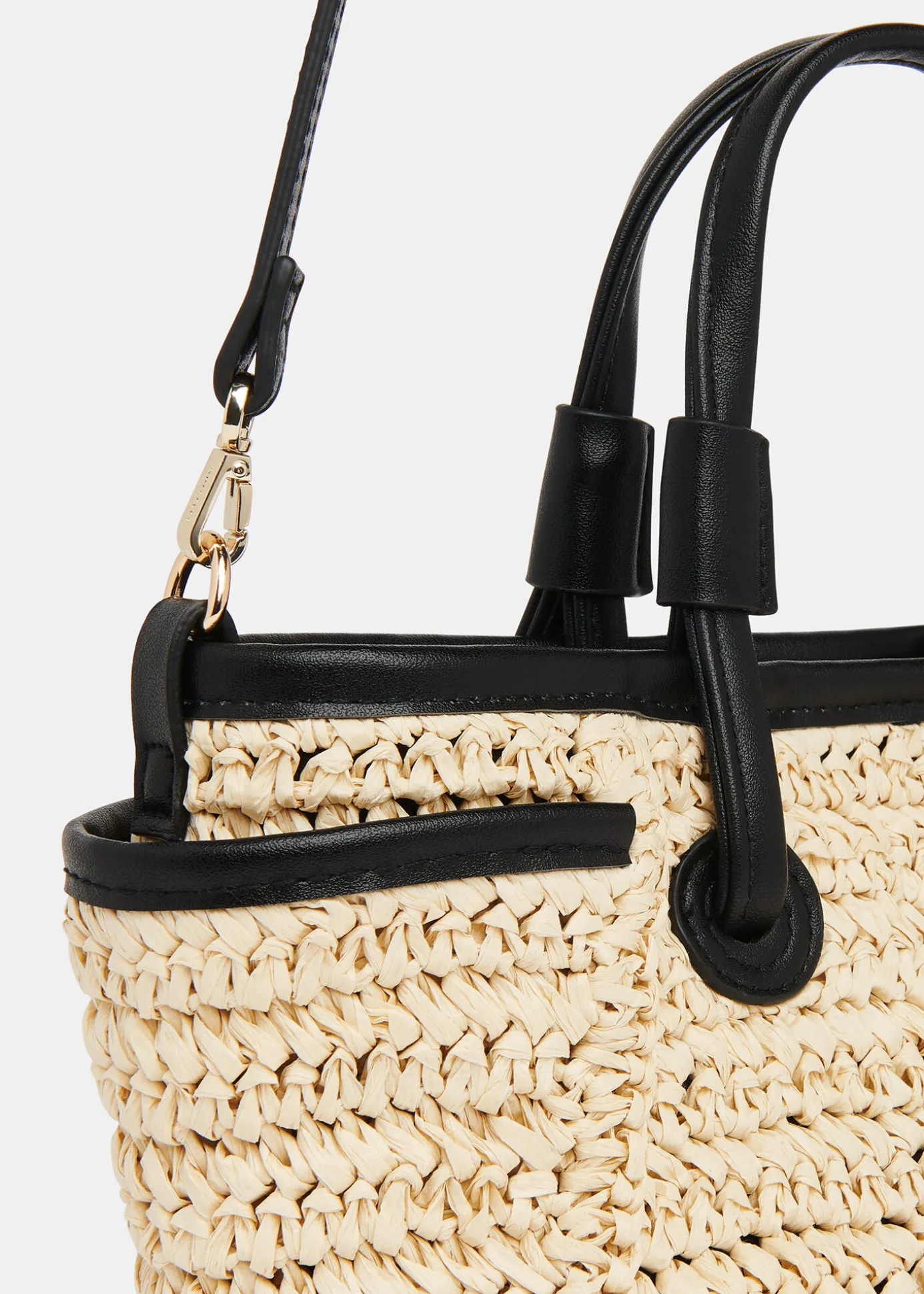 Neutral Aylin Mini Straw Tote Bag