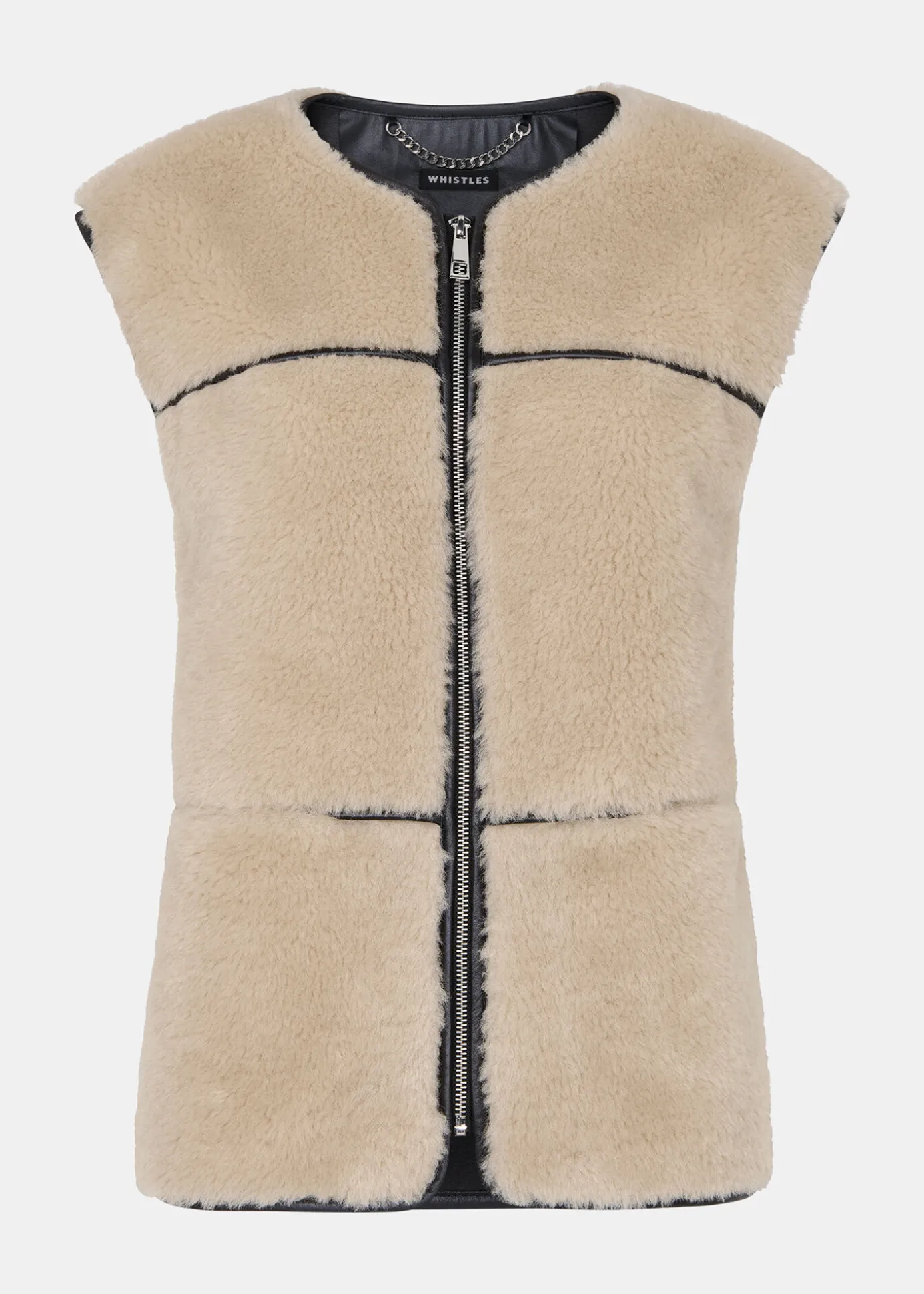 Neutral Rowena Faux Fur Waistcoat