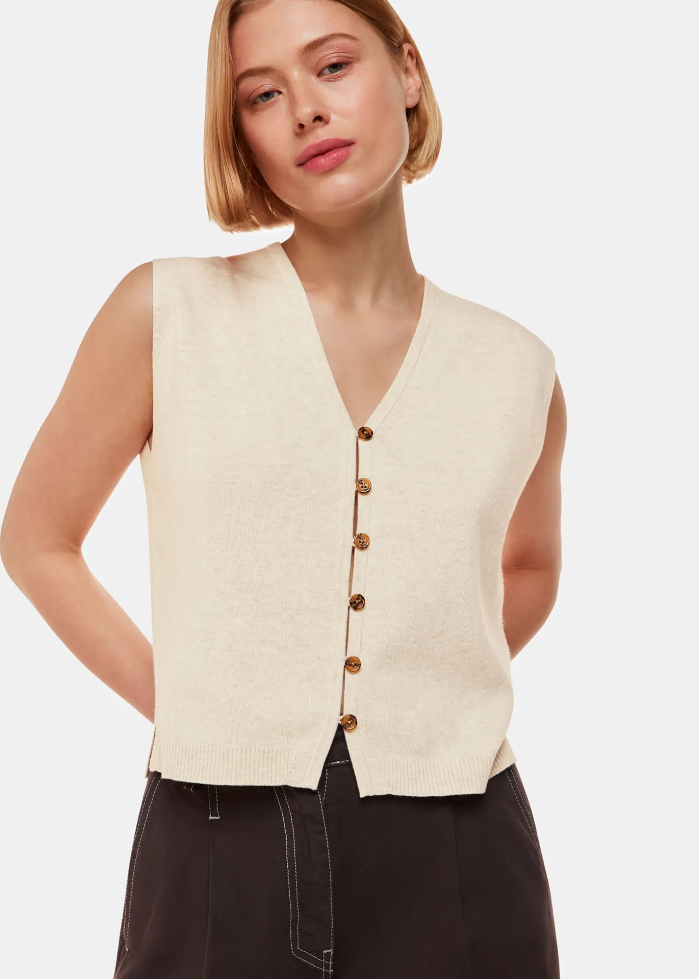 Oatmeal Bailey Button Through Tank