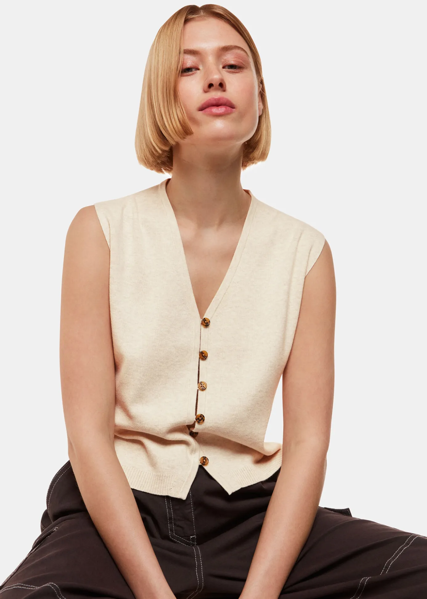 Oatmeal Bailey Button Through Tank