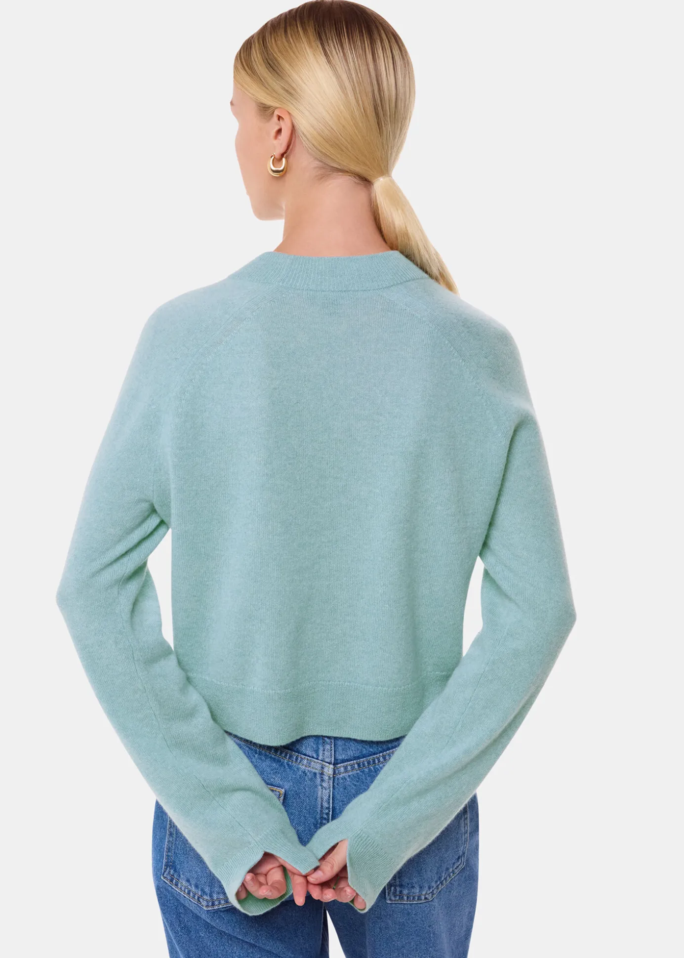 Pale Blue Cashmere Crop Crew
