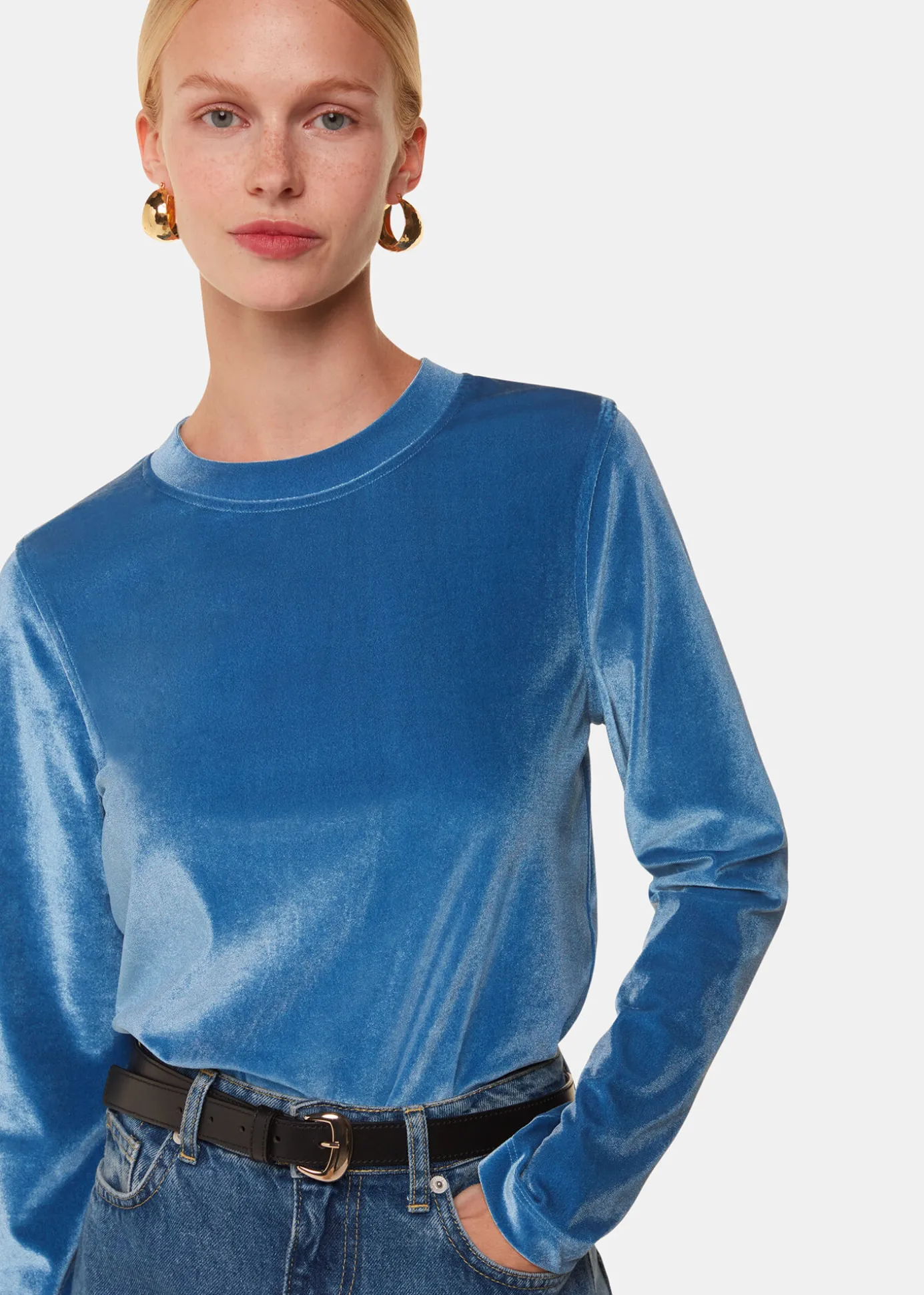 Pale Blue Olivia Velvet Top