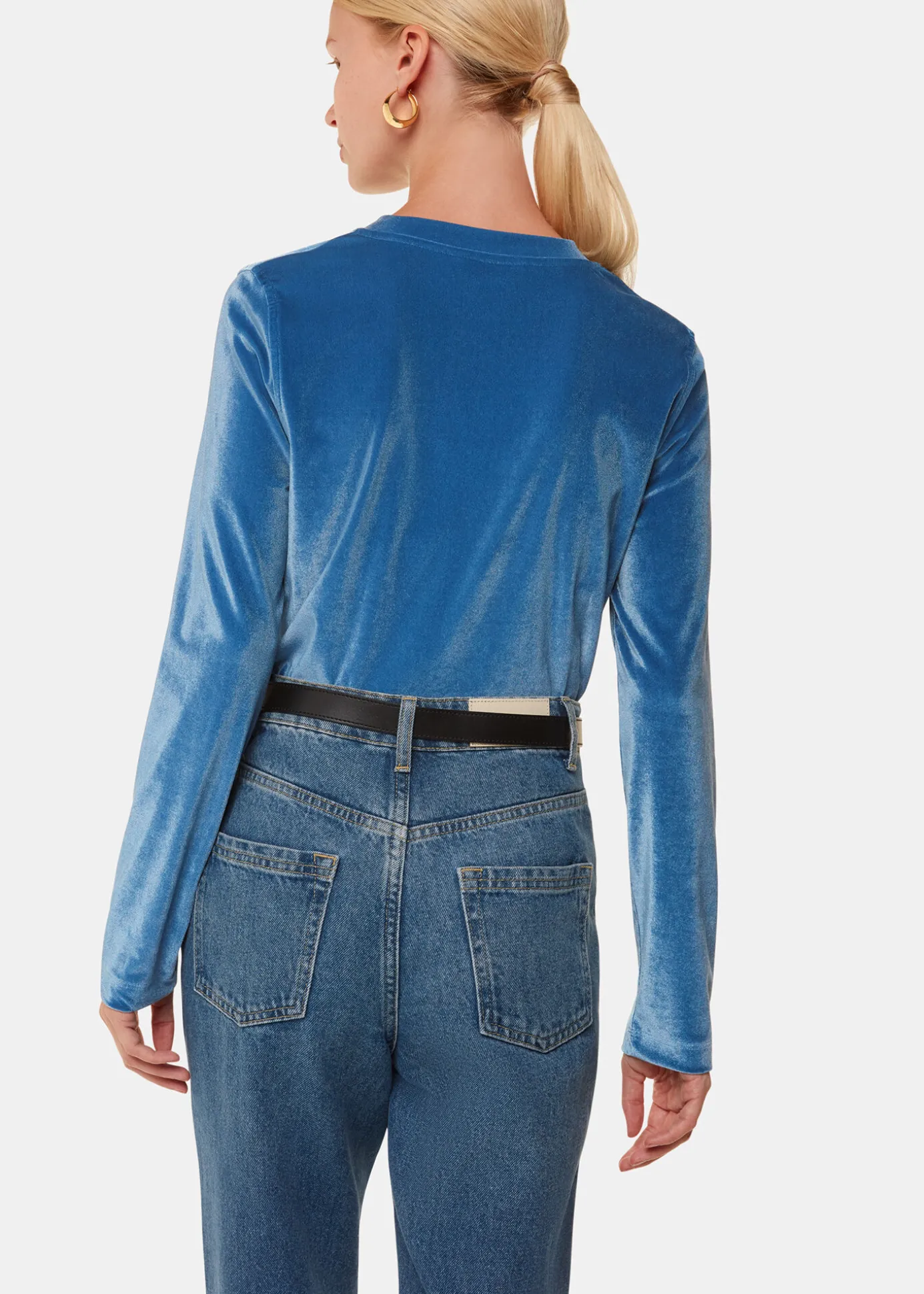 Pale Blue Olivia Velvet Top