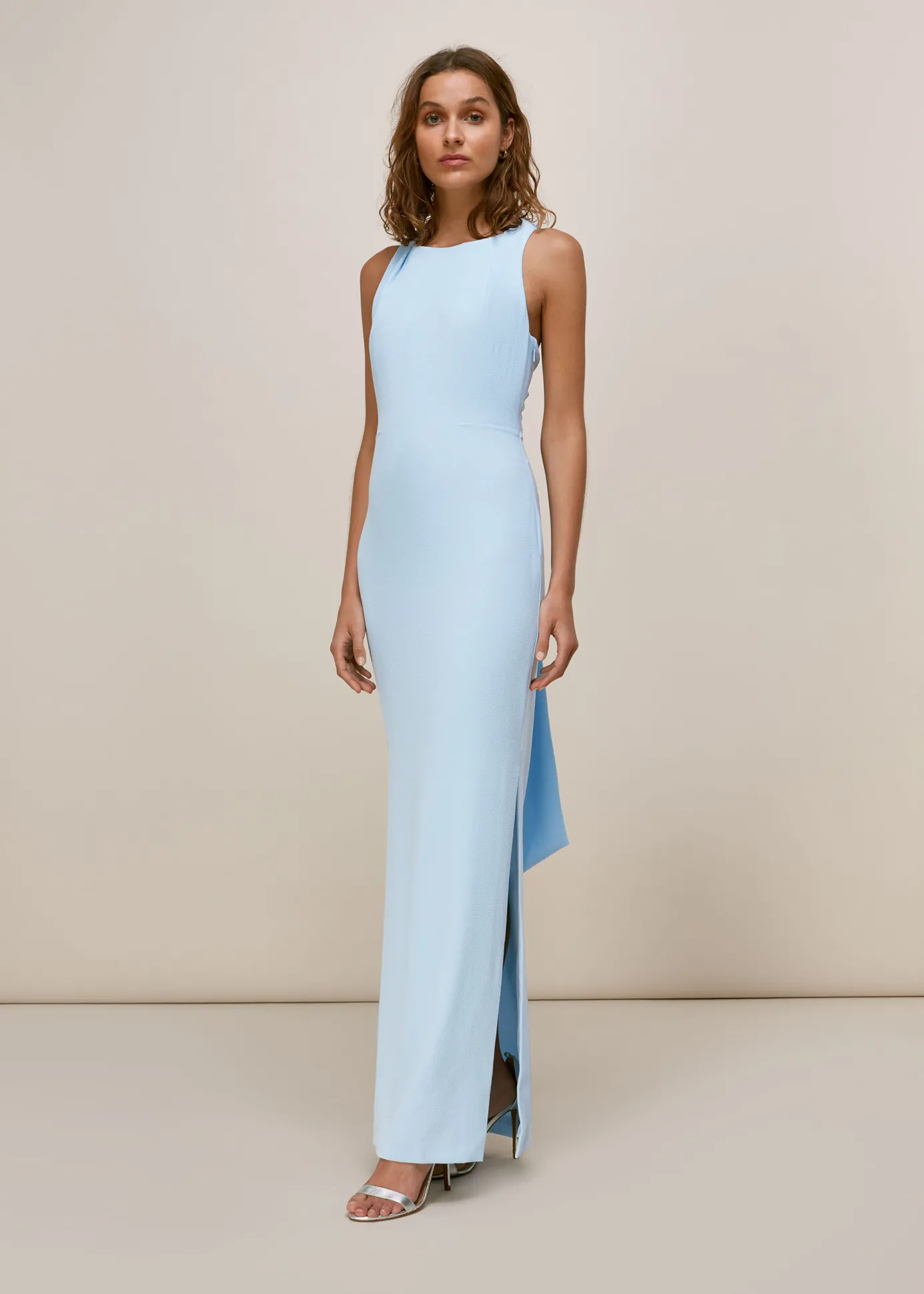 Pale Blue Tied Back Maxi Dress