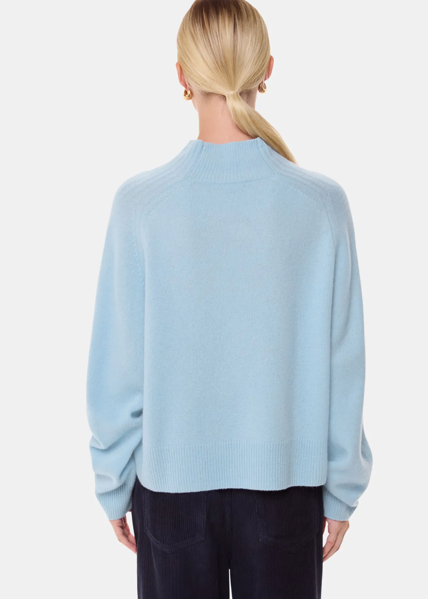 Pale Blue Wool Funnel Neck Knit