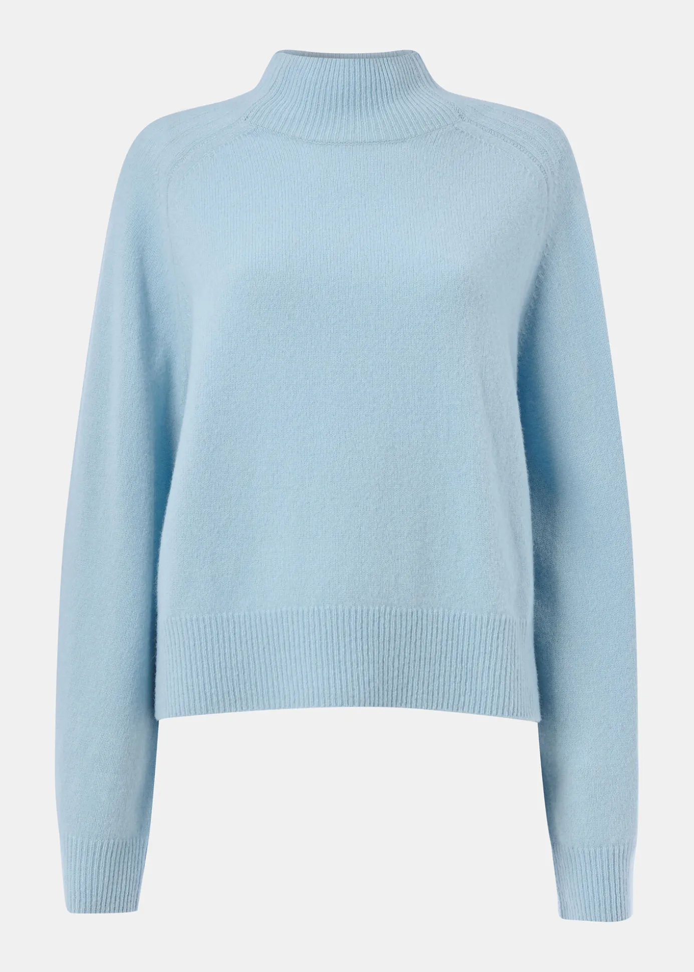 Pale Blue Wool Funnel Neck Knit