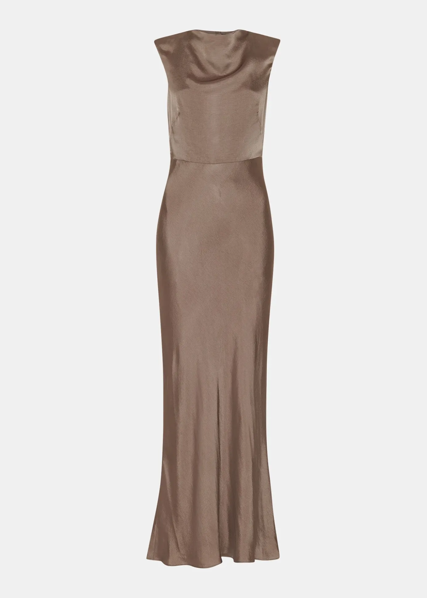 Pewter Cowl Neck Satin Maxi Dress