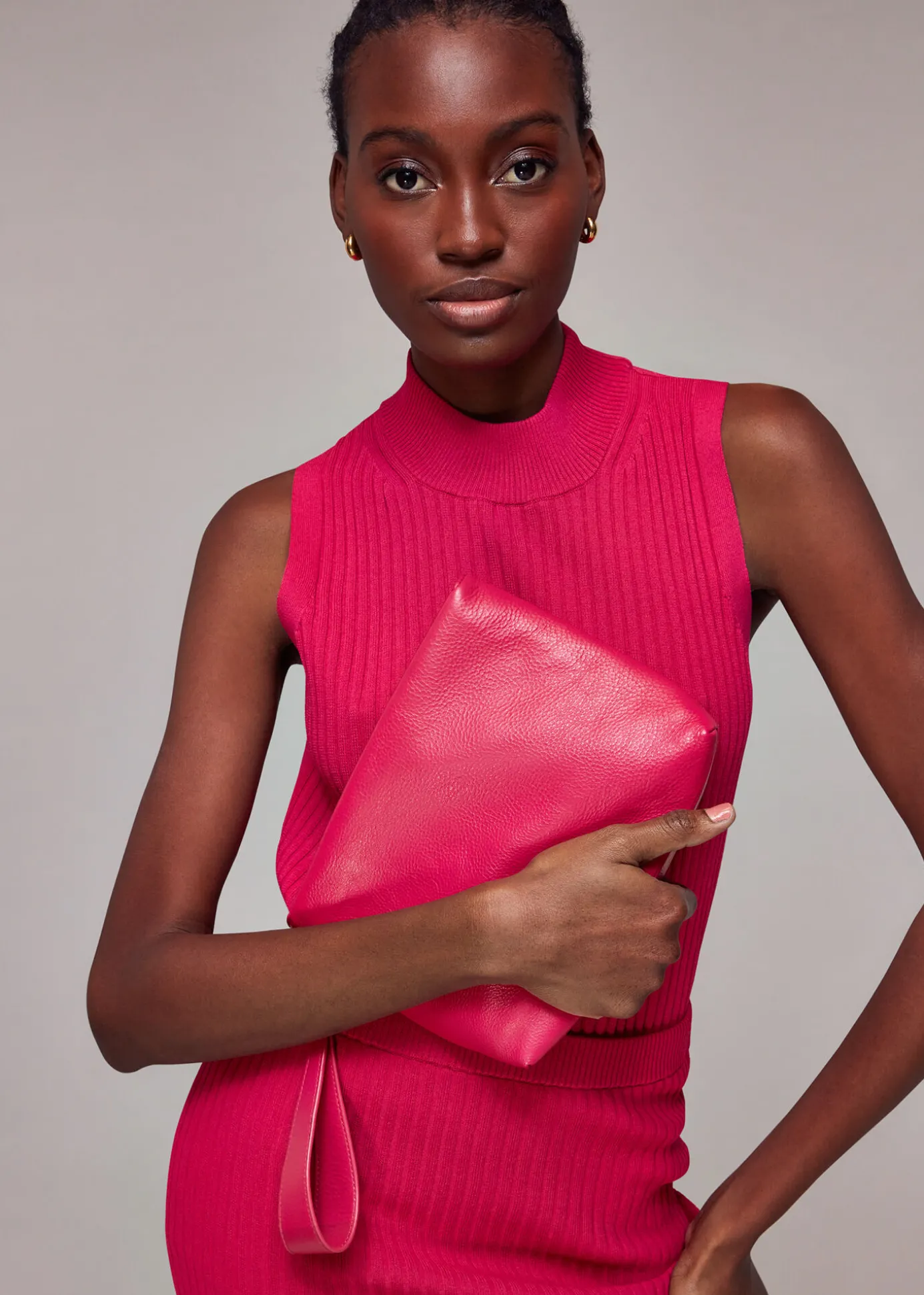 Pink Avah Zip Top Clutch