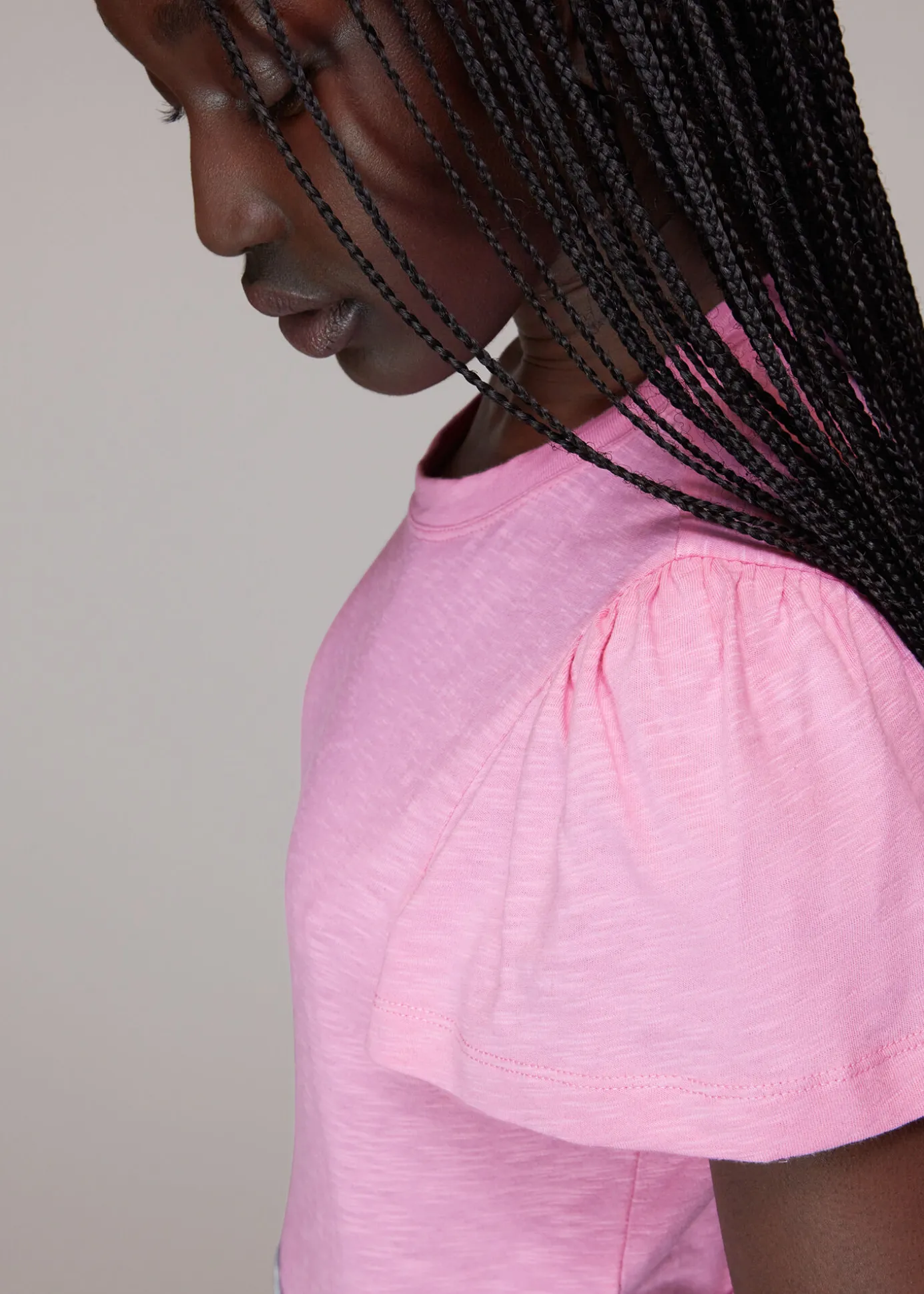 Pink Cotton Frill Sleeve T Shirt