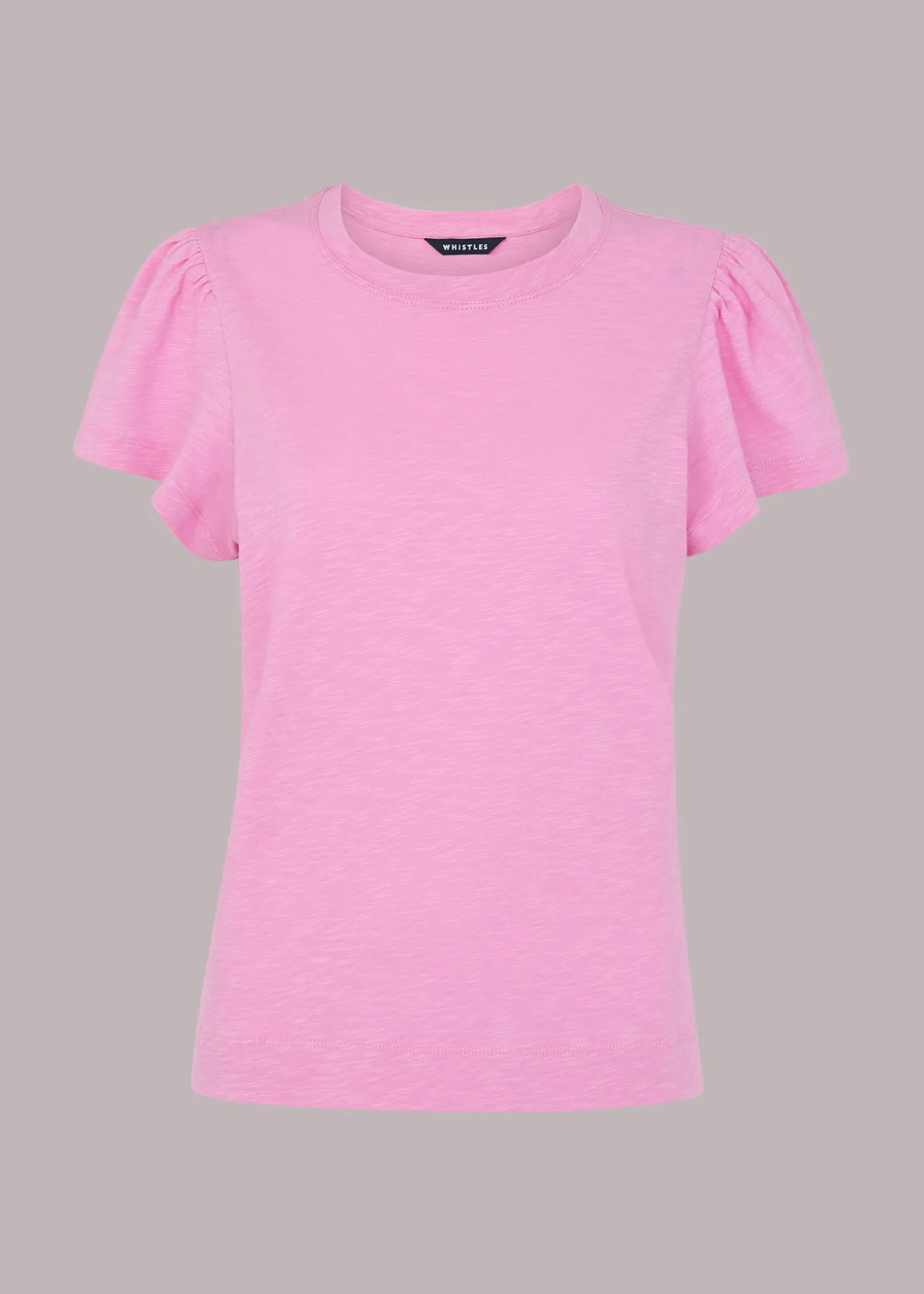 Pink Cotton Frill Sleeve T Shirt