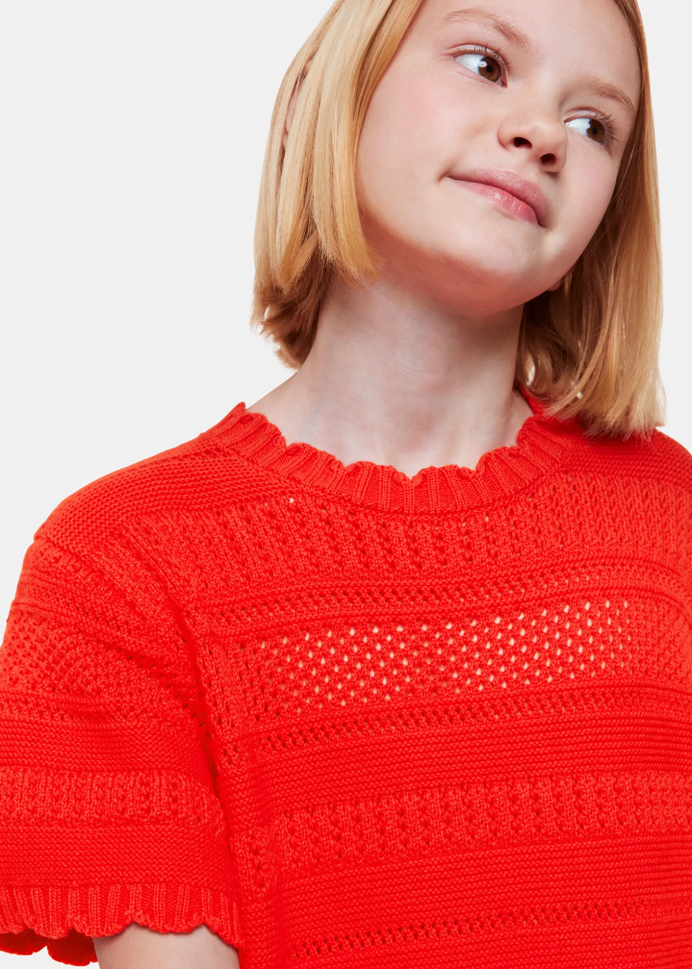Red Crochet Knit Midi Dress