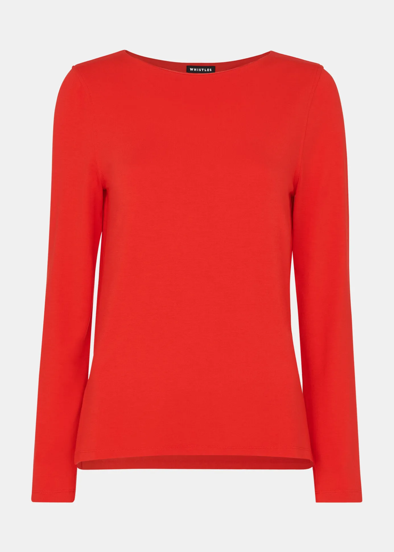 Red Slim Straight Neck Jersey Top