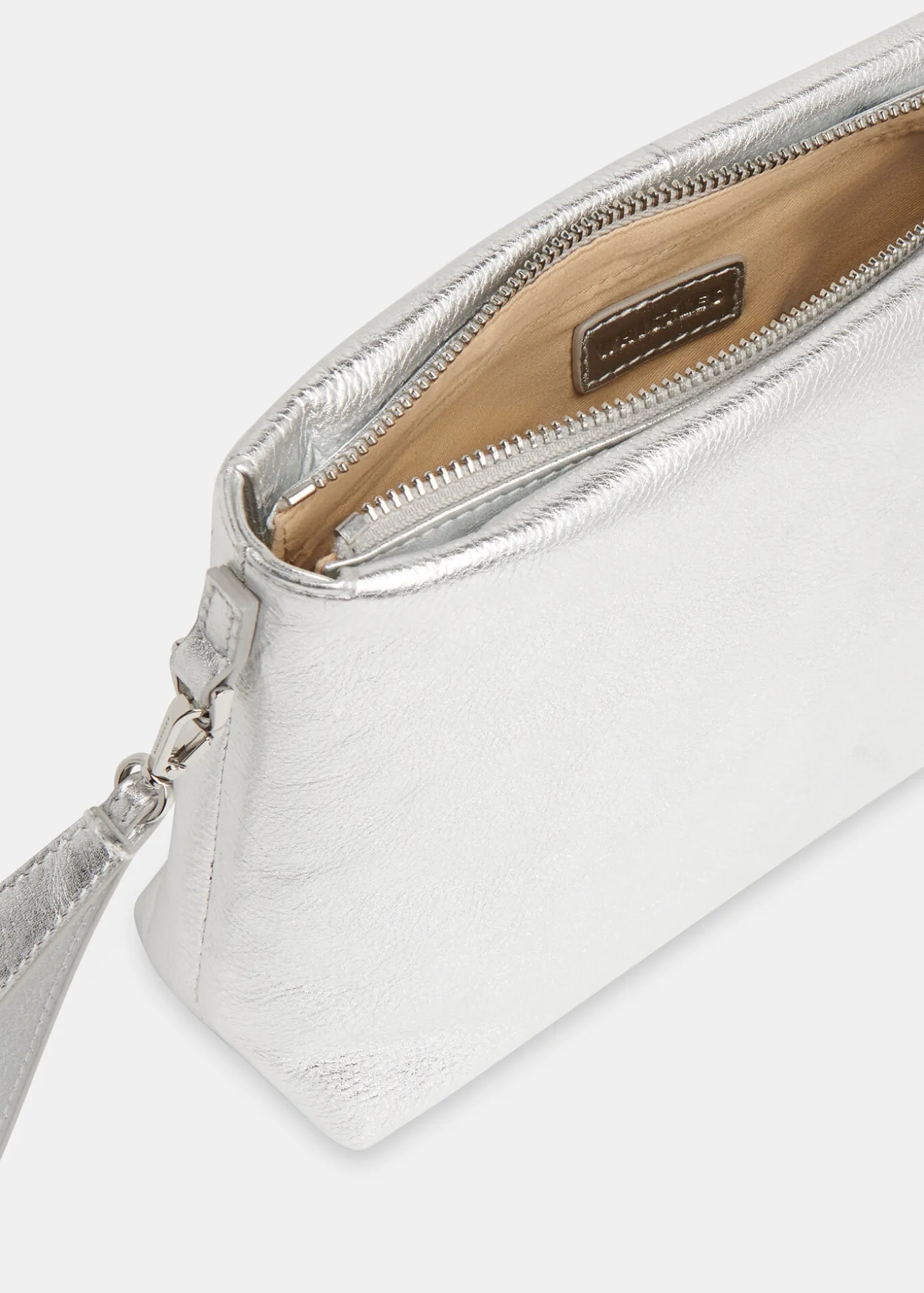 Silver Avah Zip Top Clutch